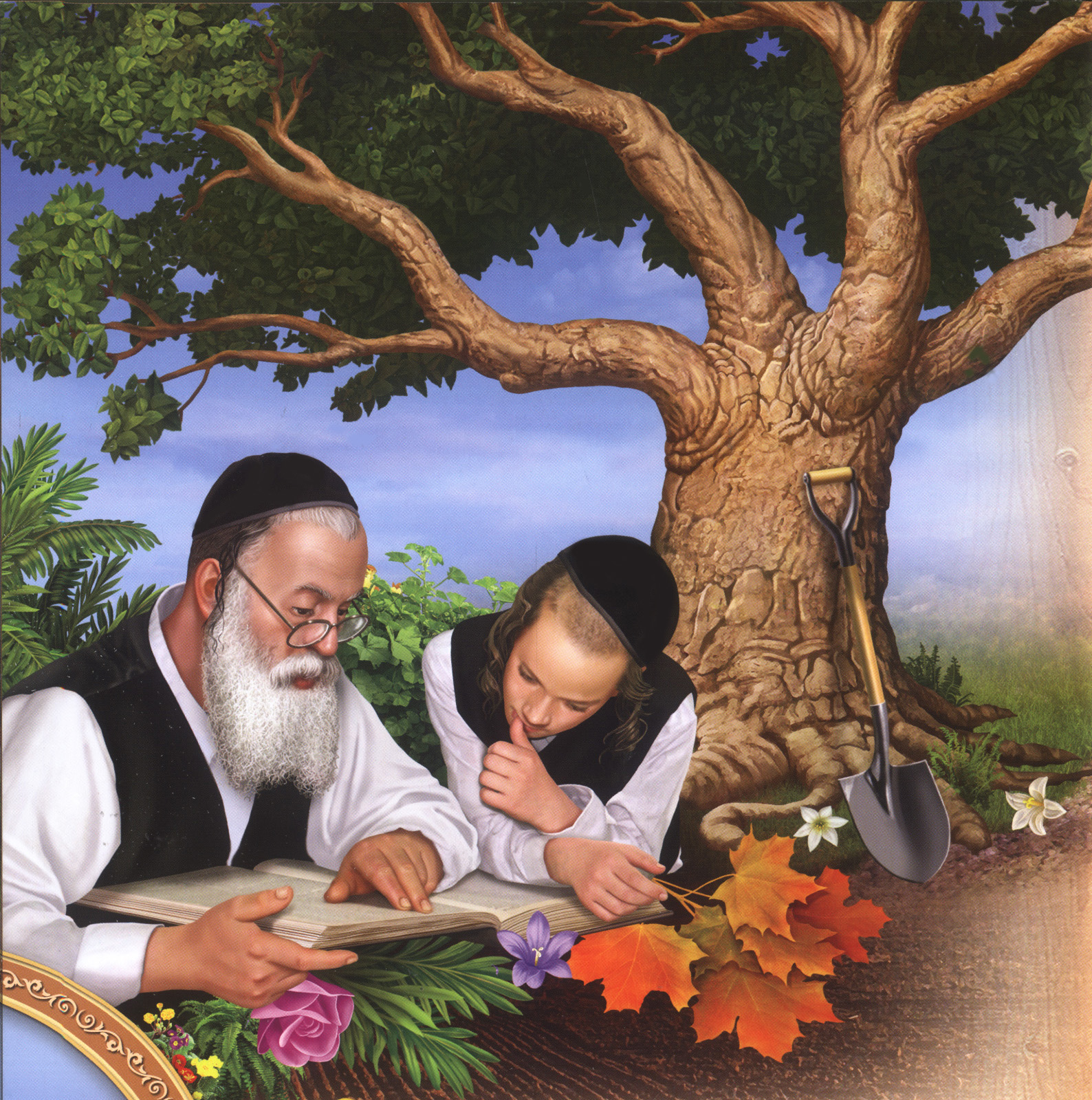 אבא ובן לומדים תורה בחיק הטבע,ילדים לומדים תורה.jpg