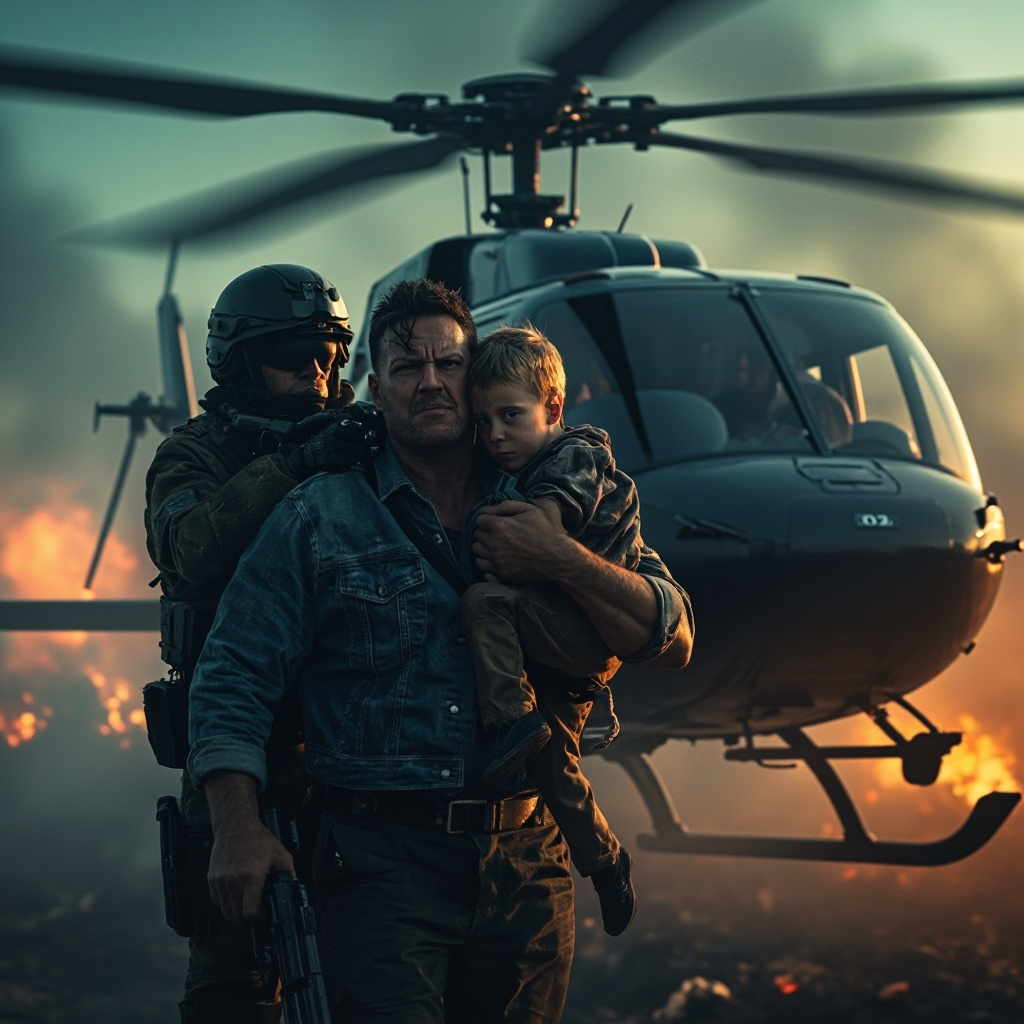 איקס מעלה את אייל ובנו למסוק ששם איקס חוסל.jpg