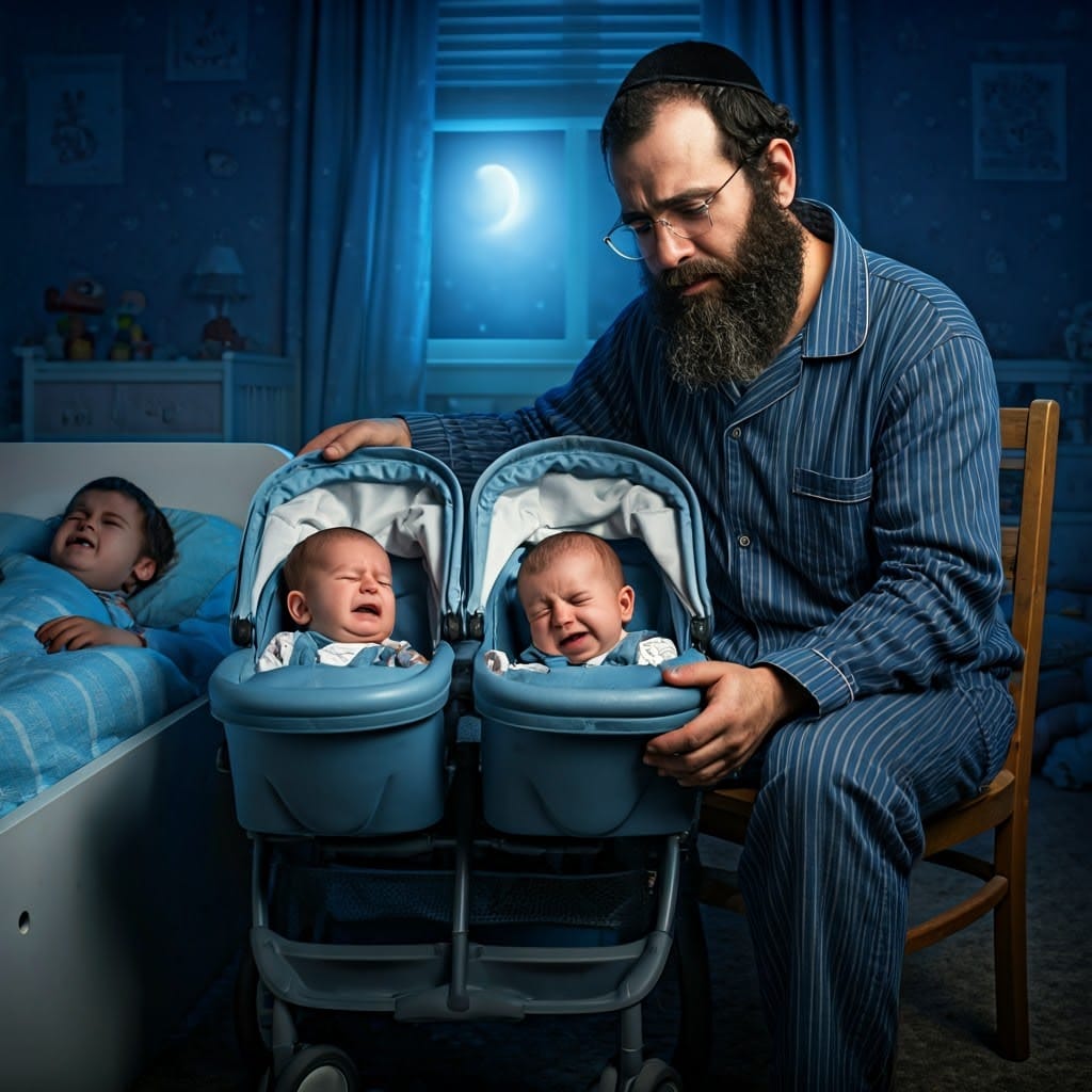 אמא שמרה עליהם כל היום, בלילה תור אבא....jpg