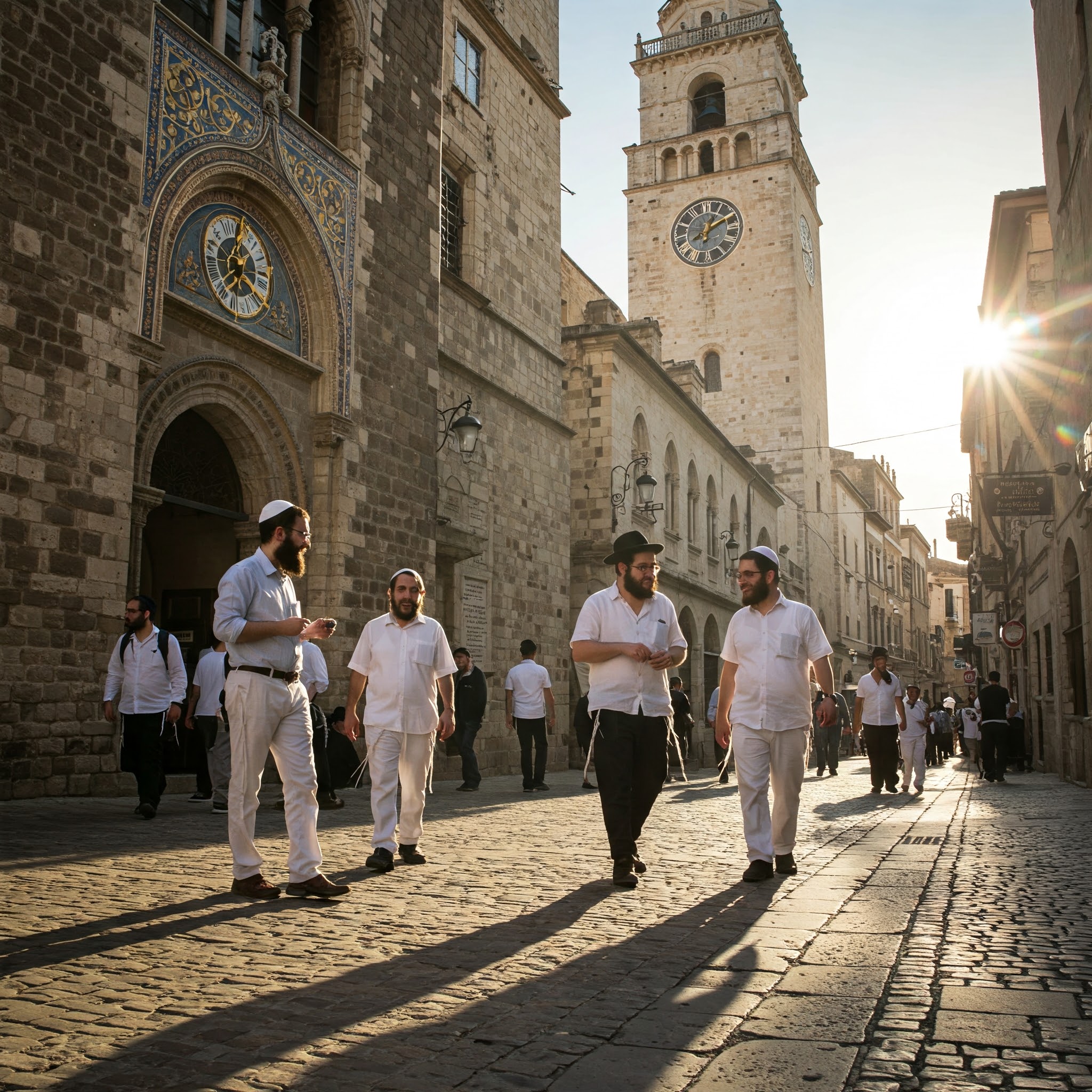 בחורים חרדיים ליד מגדל השעון.jpg