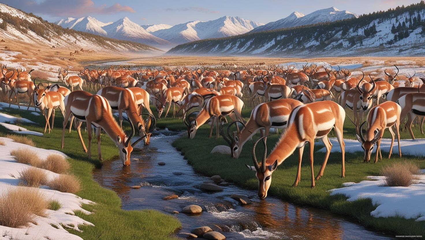 בעמק רחב־ידיים, למרגלות הרי שלג, משתרע עדר עצום של אנטילופות הודיות מרהיבות. הזכרים, בעלי קרני...jpg