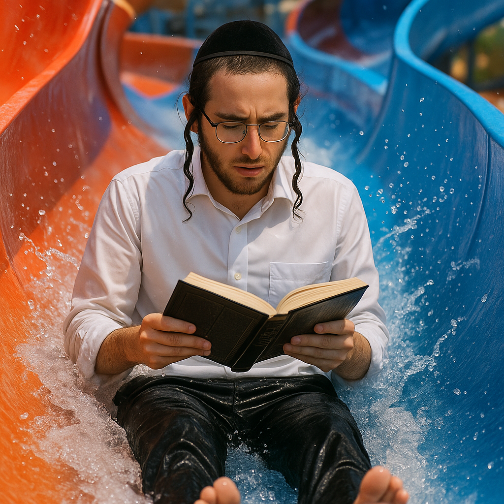 הבחור כבר קיבוץ ג ישיבה גדולה ושוב נתפס בפארק מים עם ספר ביד....png