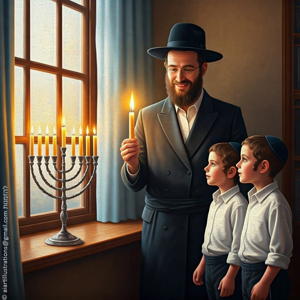 הדלקת נרות חנוכה aiartillustrations @ gmail.com.jpg