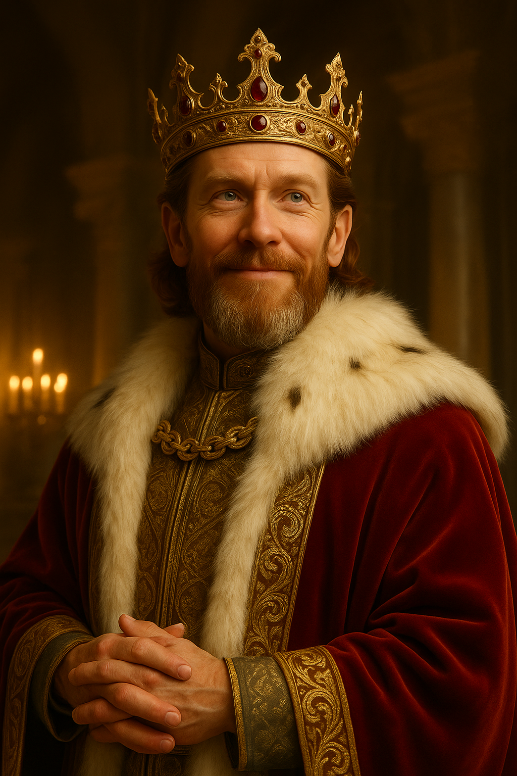 המלך בשיק גדול באולם המלכות.png