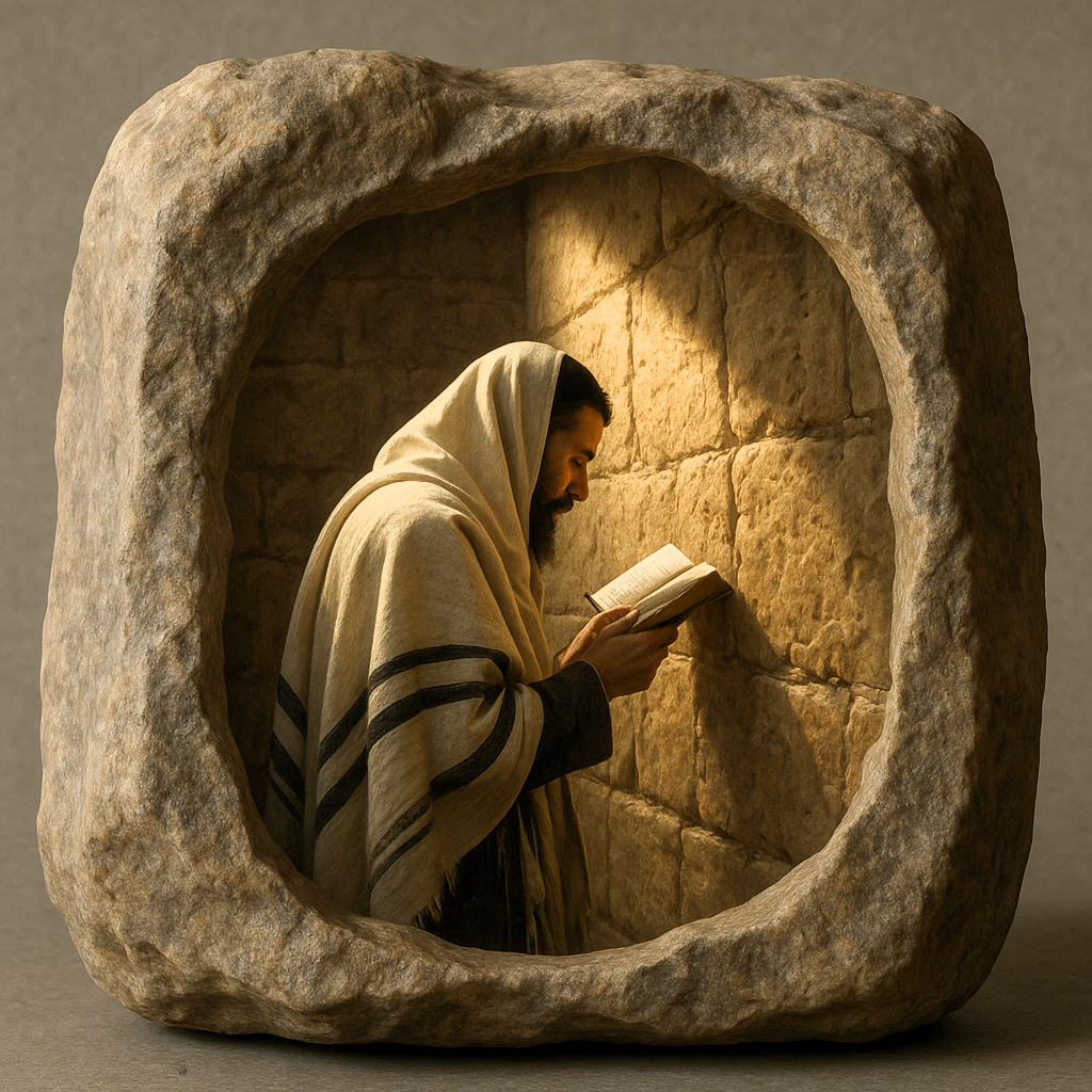 יהודי מתפלל בכותל, בתוך האבן.png