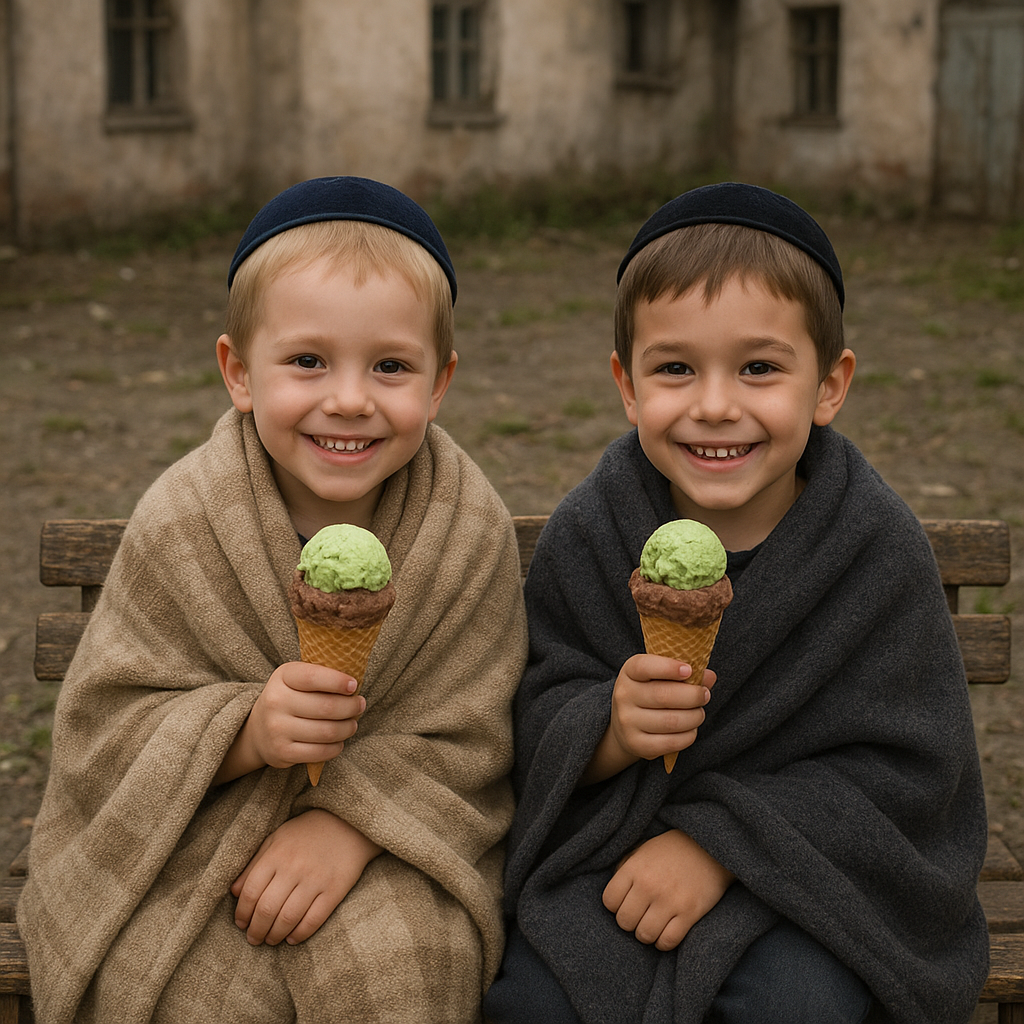 ילדים עם גלידה בחצר נטושה.png