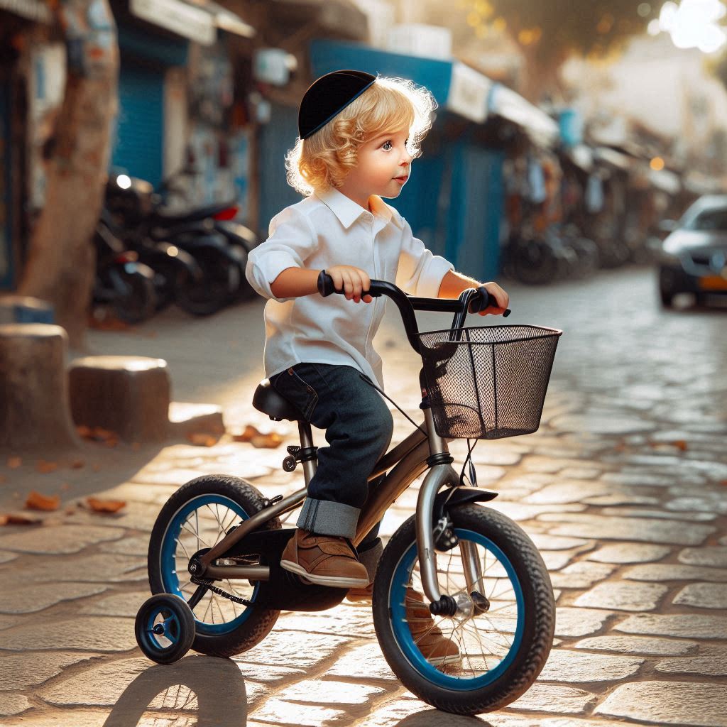 ילד יהודי בערך בגיל 4, שערות בלונדיניות, רוכב על אופניים בלי גלגלי עזר (1).jpeg
