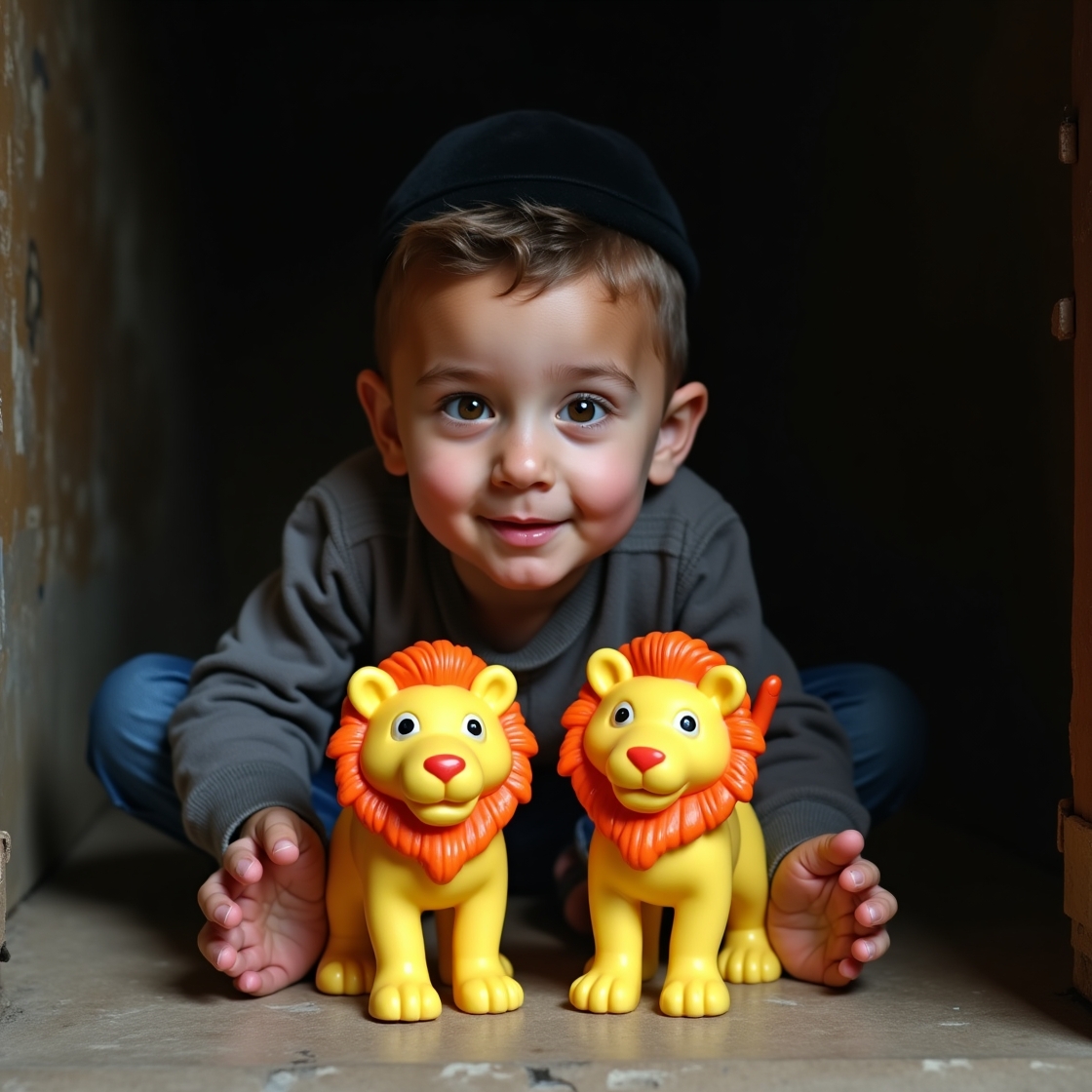 ילד משחק באריות.jpg