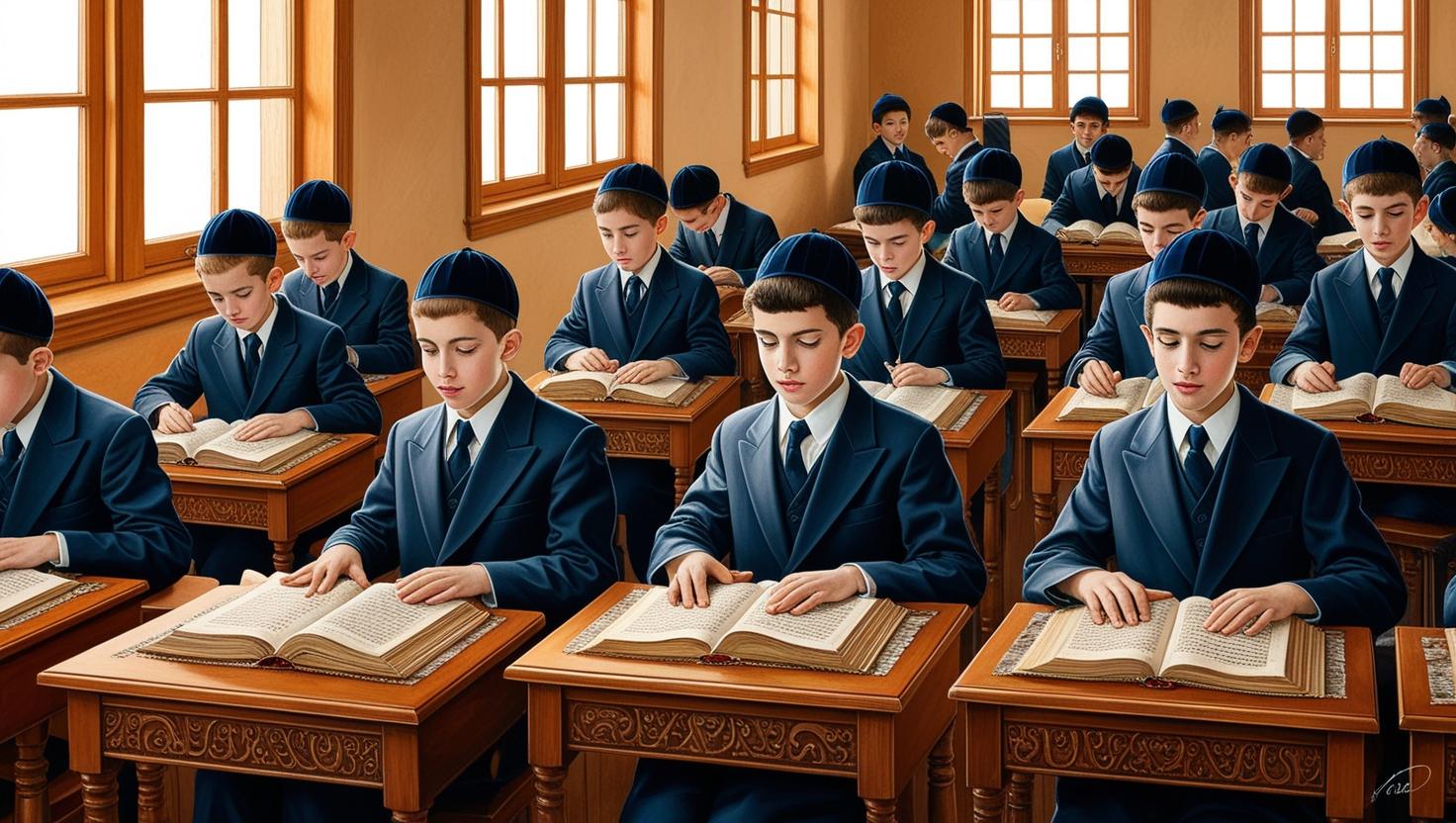 ישיבה חסידית עם בחורים בגיל 18 לומדים עם חליפות בלי כובעים (2).jpg