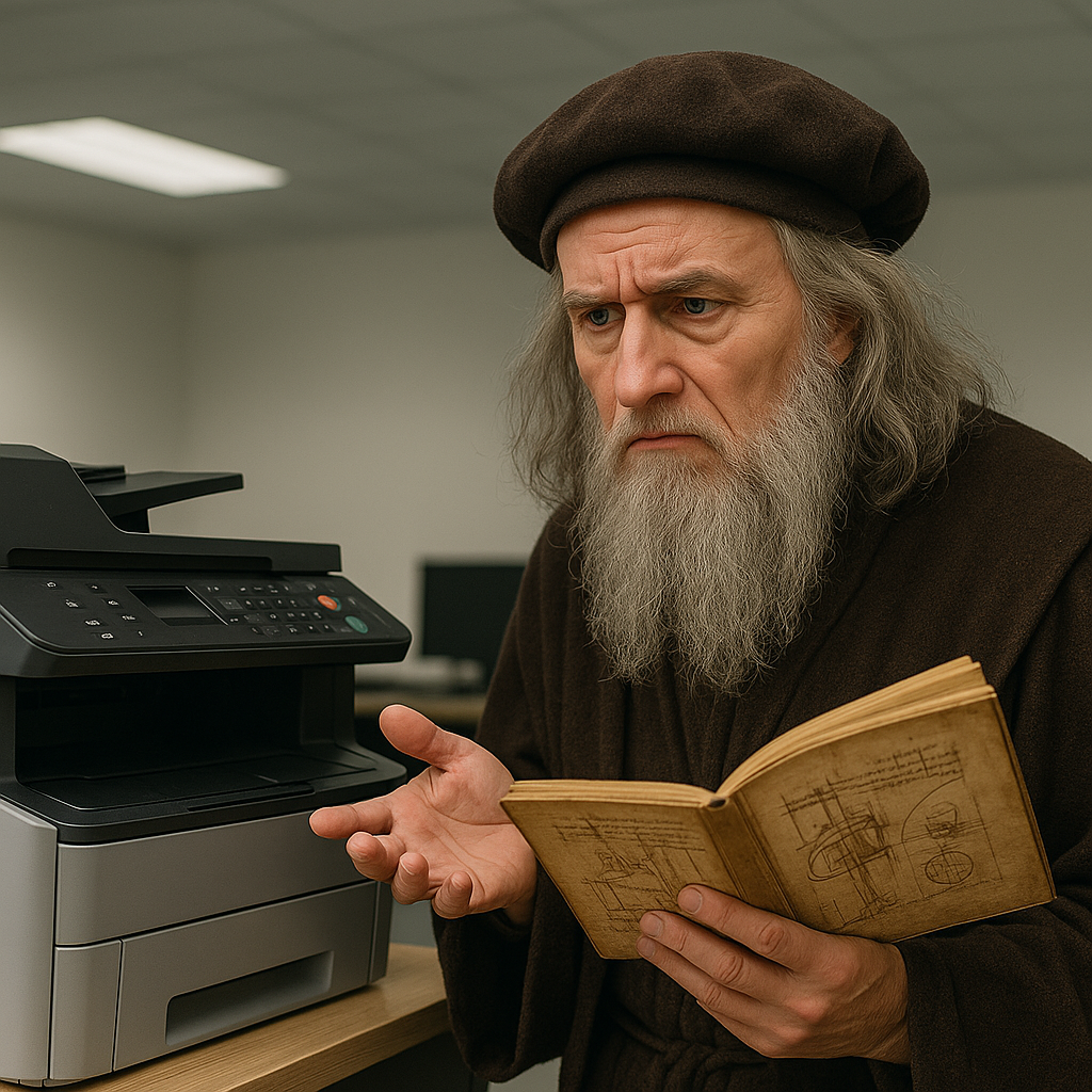 ליאונרדו דה וונצי מנסה להפעיל מדפסת משרדית.png