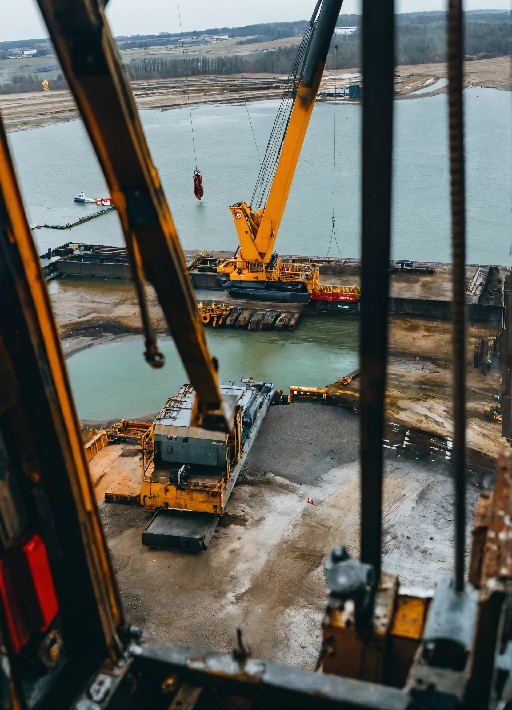 מבט ממעקה של מנוף שמשקיף על מנוף נמוך.jpg