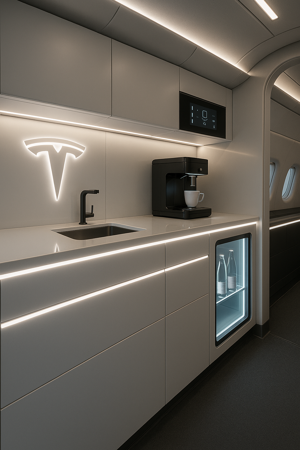 מטבח מודרני ומתקדם במטוס טסלה.png