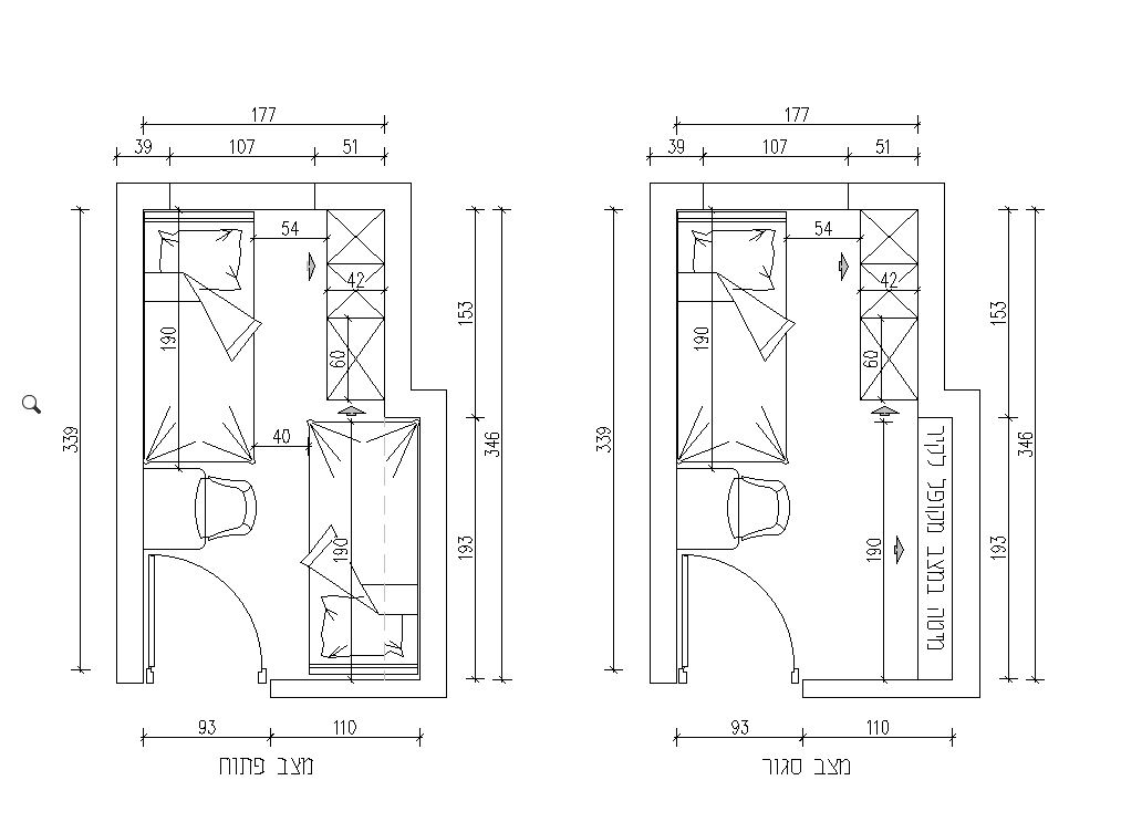 מיטה מתקפלת לקיר לחדר צר.JPG