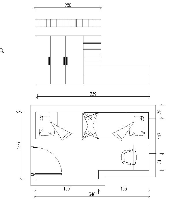 מיטת קומות עם ארון מתחת.JPG