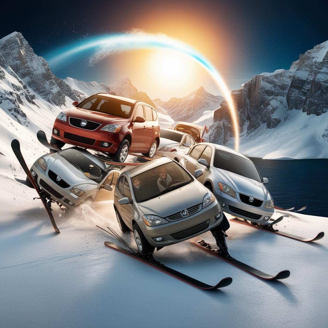 מכוניות מתנגשות בסקי בהרי האלפים וקופץ מעליהם השמש לים העמוק.jpg