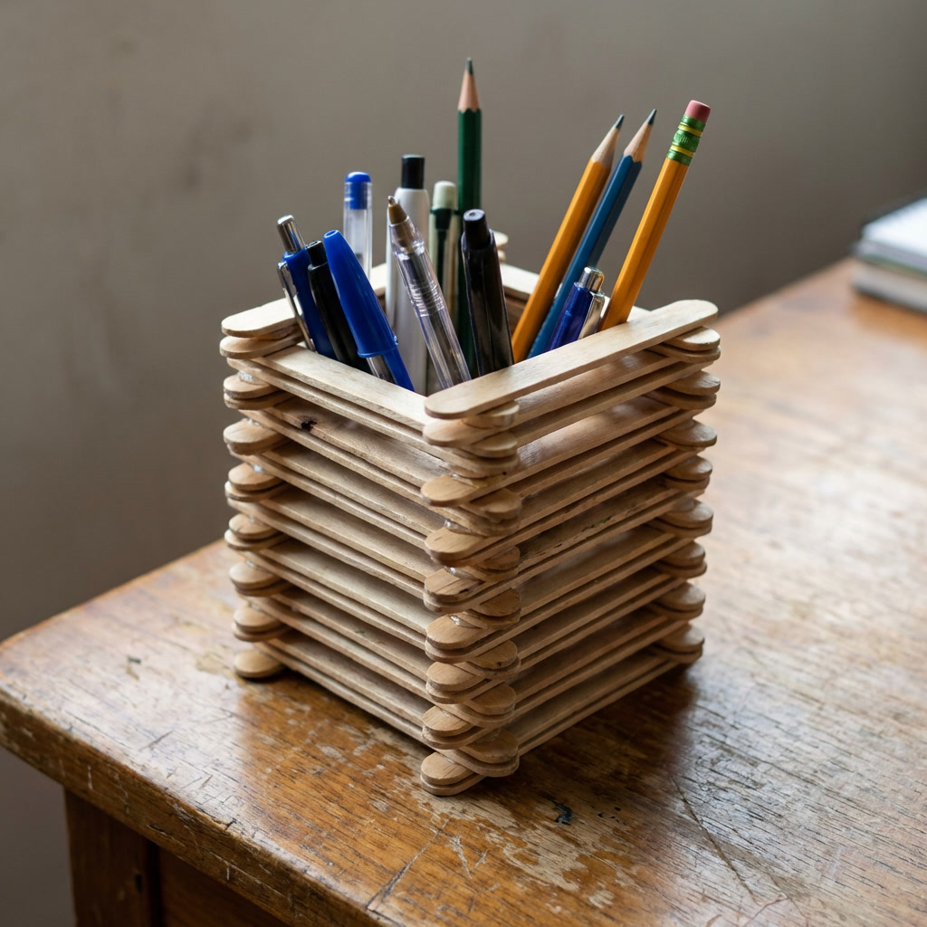 מעמד מכדירי כתיבה ממקלות ארטיק.jpg