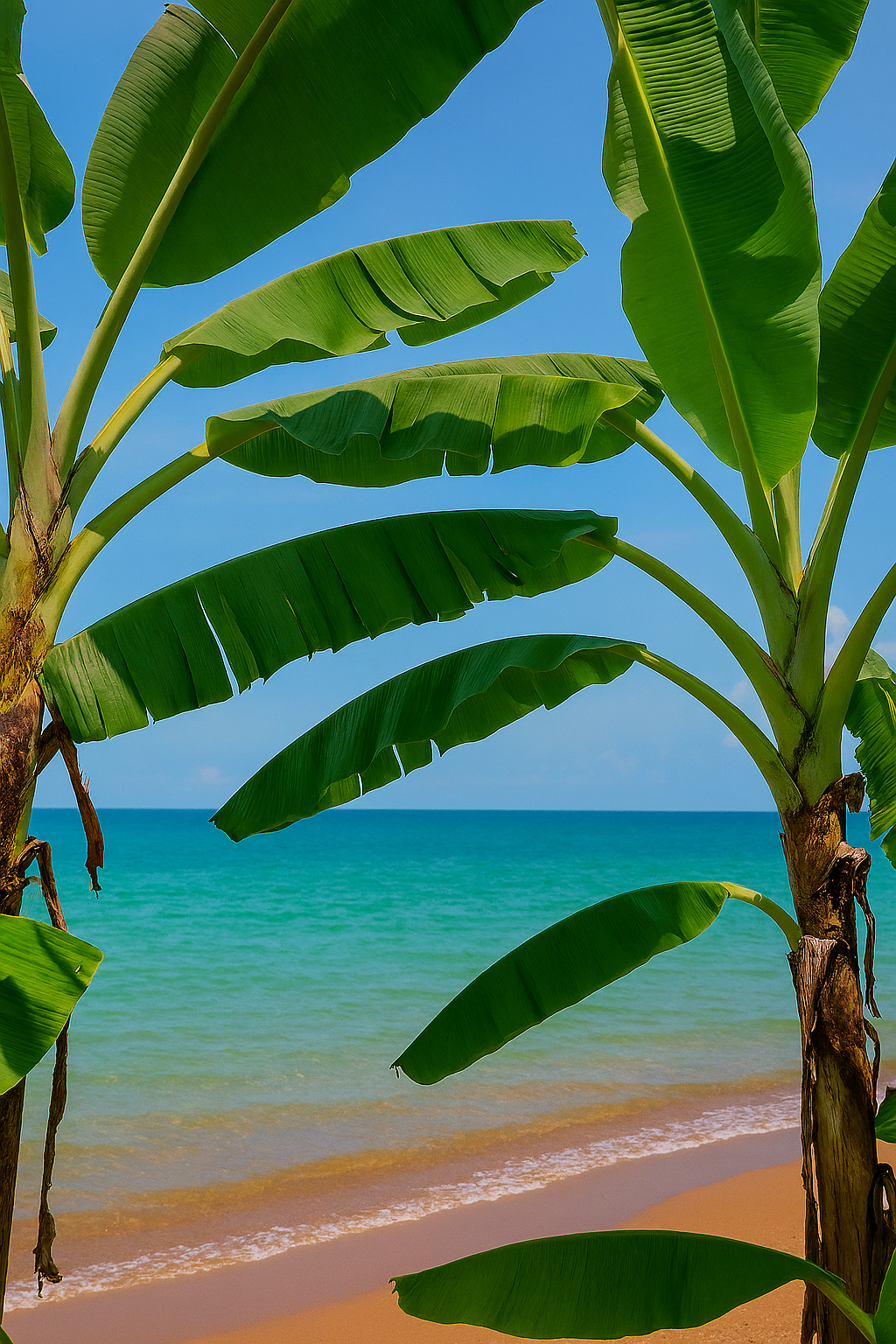 נוף ים מבעד ענפי עץ בננה.png