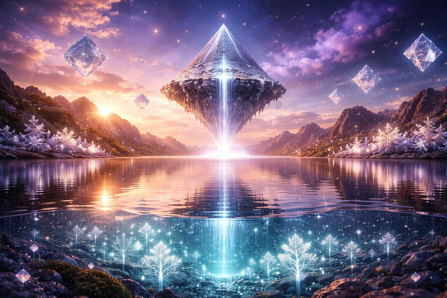 נוף סוראליסטי וקסום בשקיעה.png