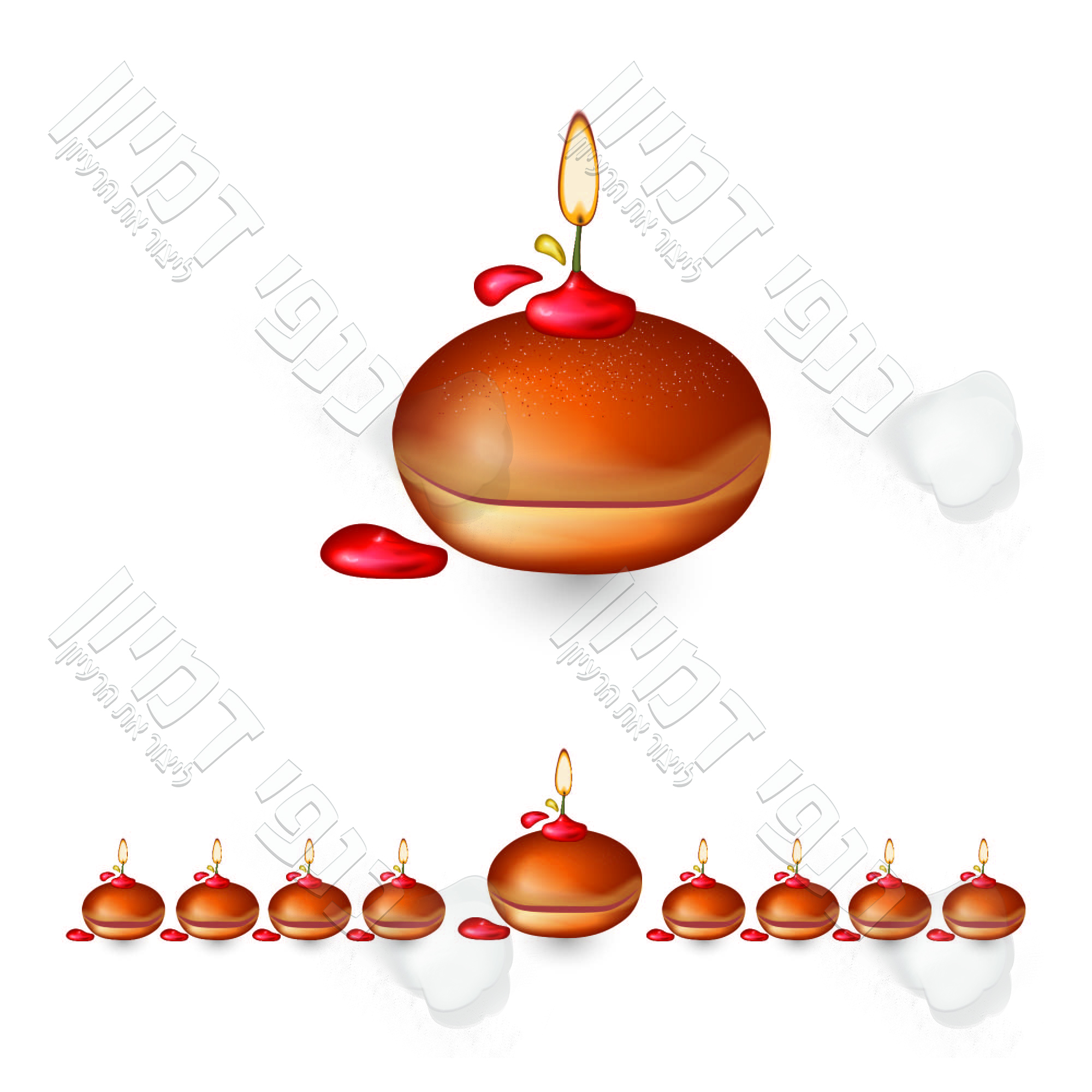 נר על כל סופגניה כמו חנוכיה כנפי דמיון.jpg