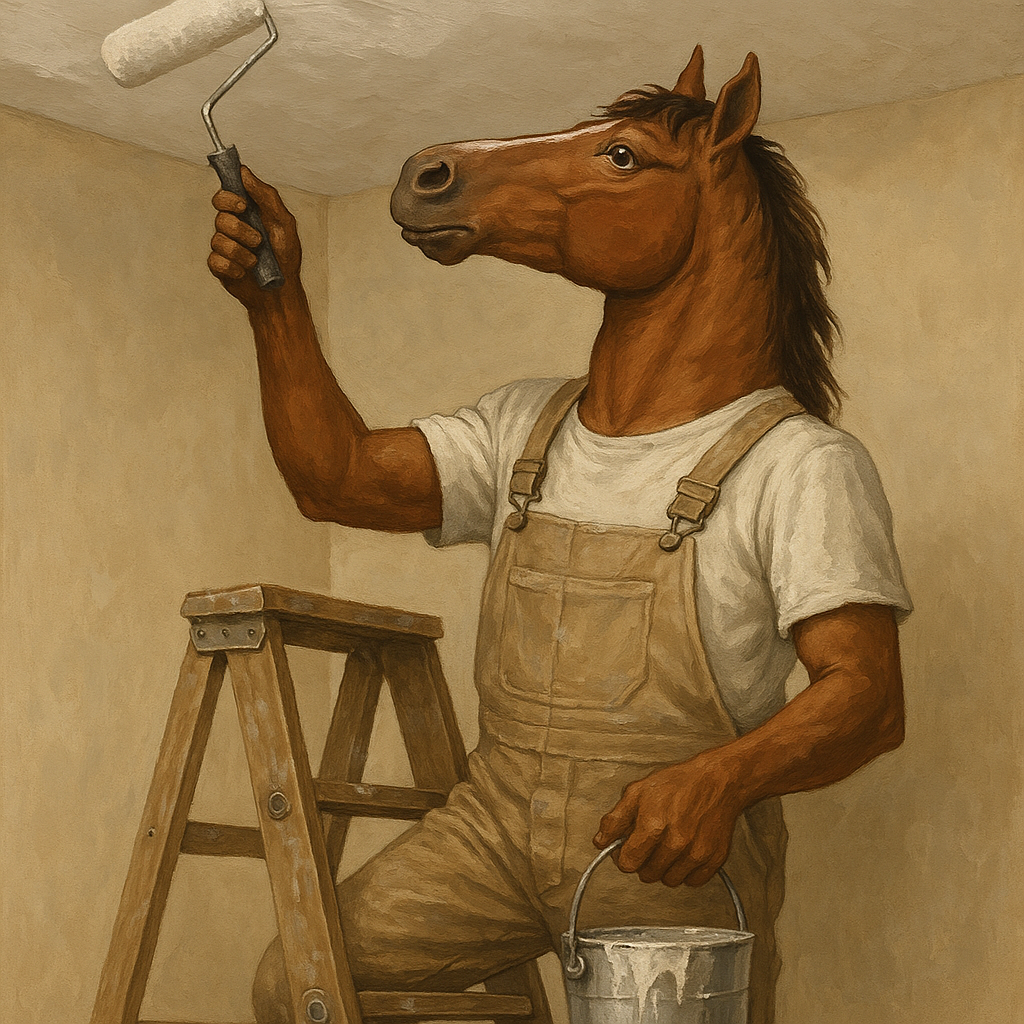 סוס עומד על הסולם ומסייד את התקרה.png