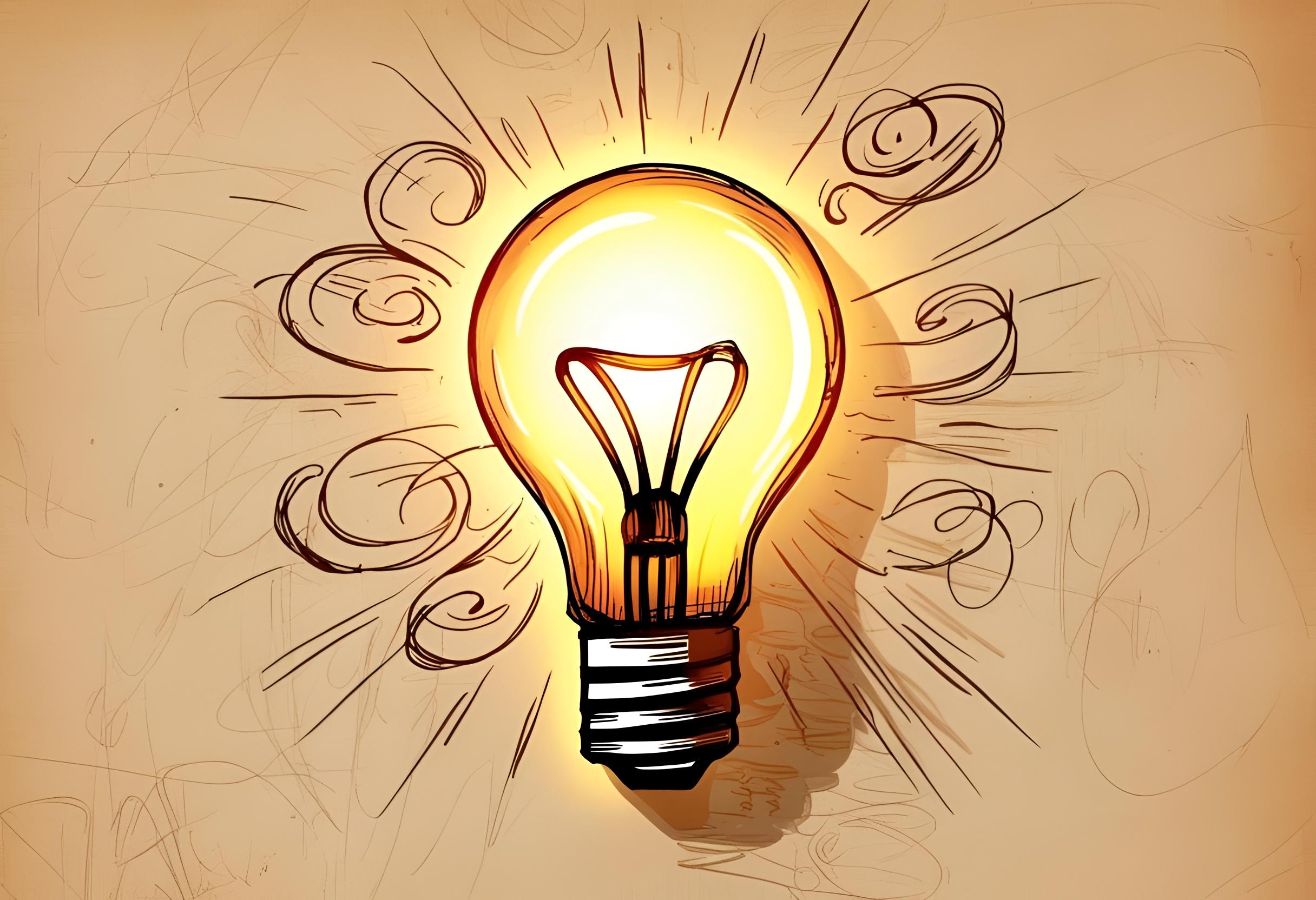 צור תמונה של נורה דולקת מצוירת על דף שמביע רעיון.jpg