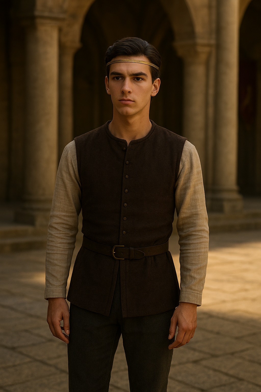 צעיר בשריון במבנה מימי הביניים.png