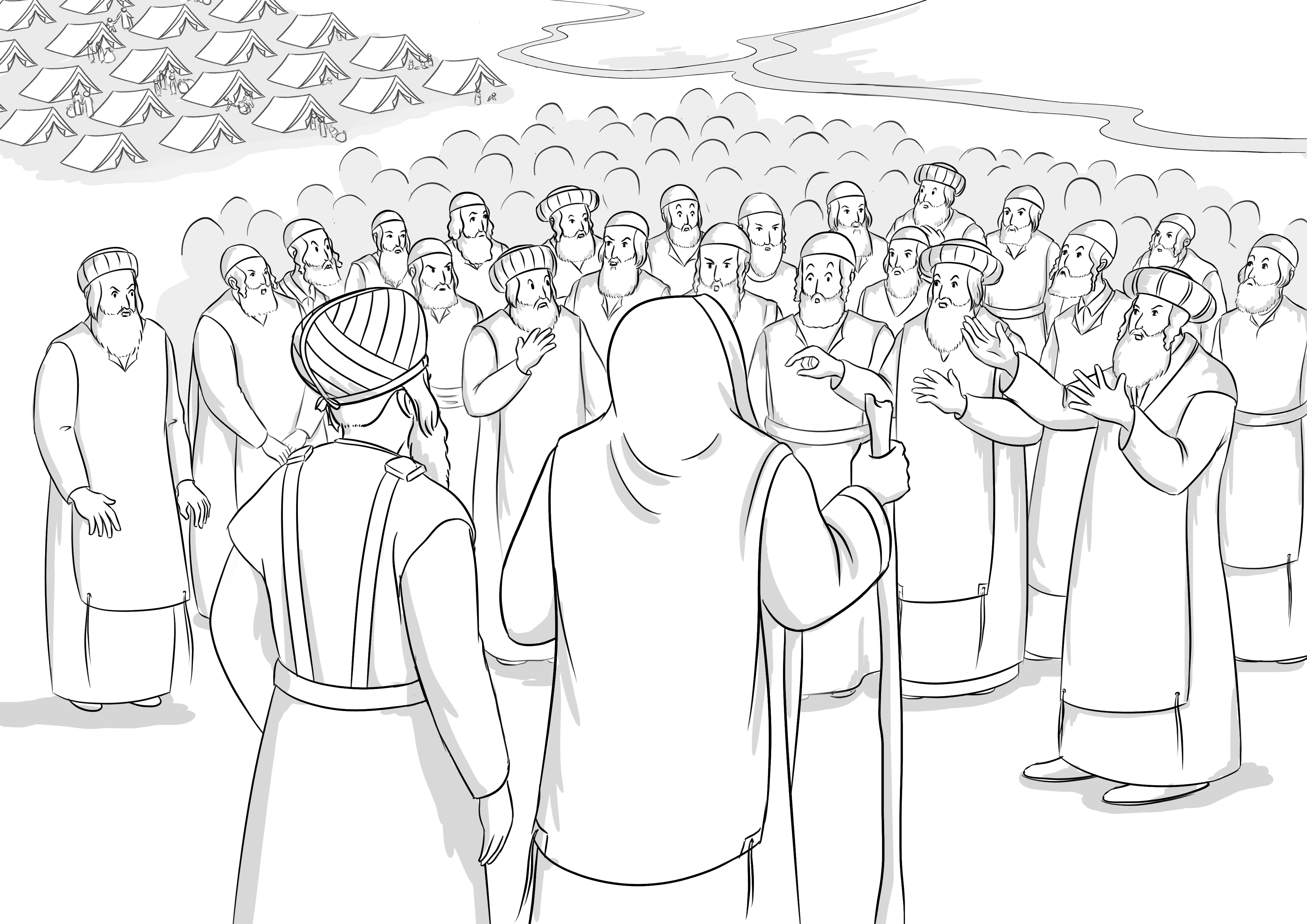 קורח ועדתו נקהלים על משה ואהרון.jpg