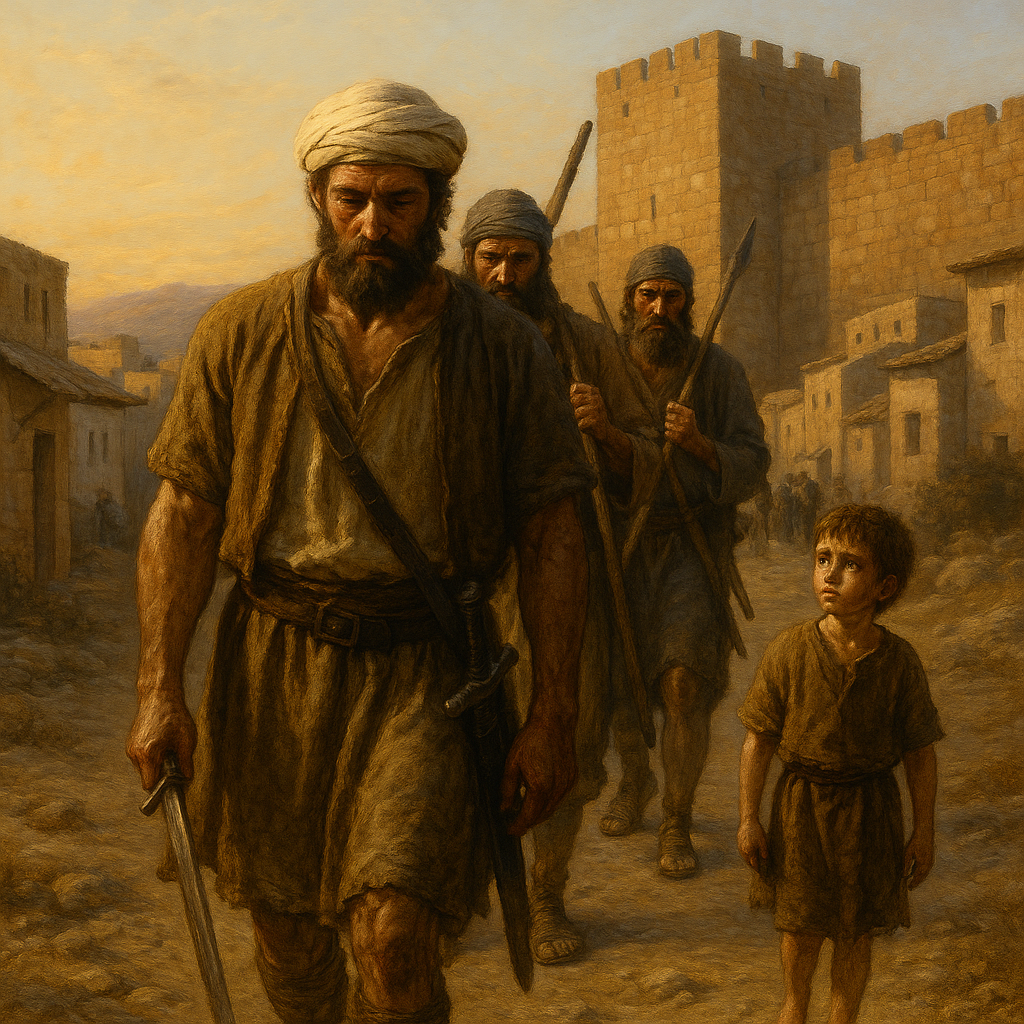 שיירת לוחמים עייפים ליד חומות ירושלים.png