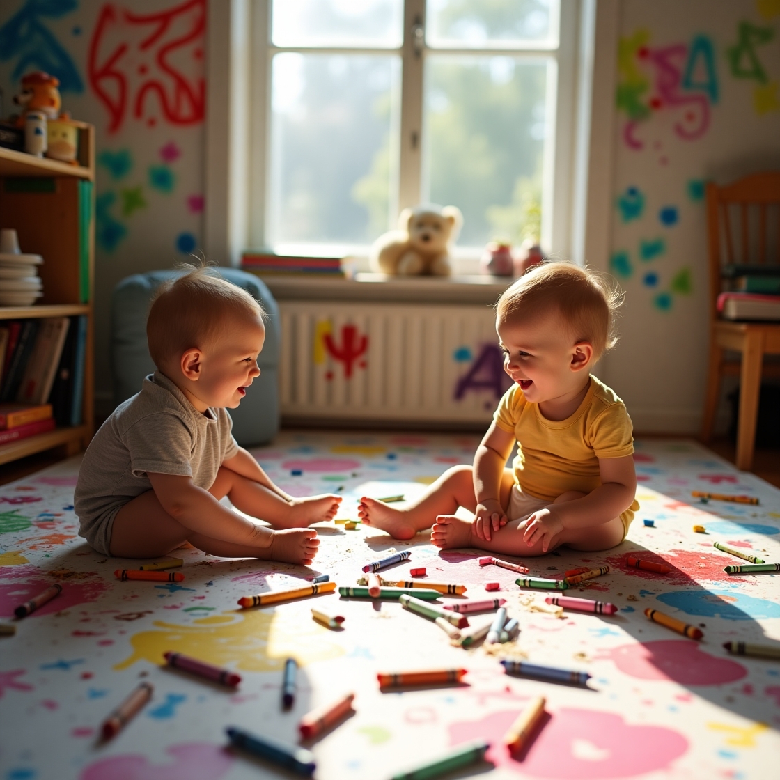 תינוקות מציירים על הרצפה.jpg