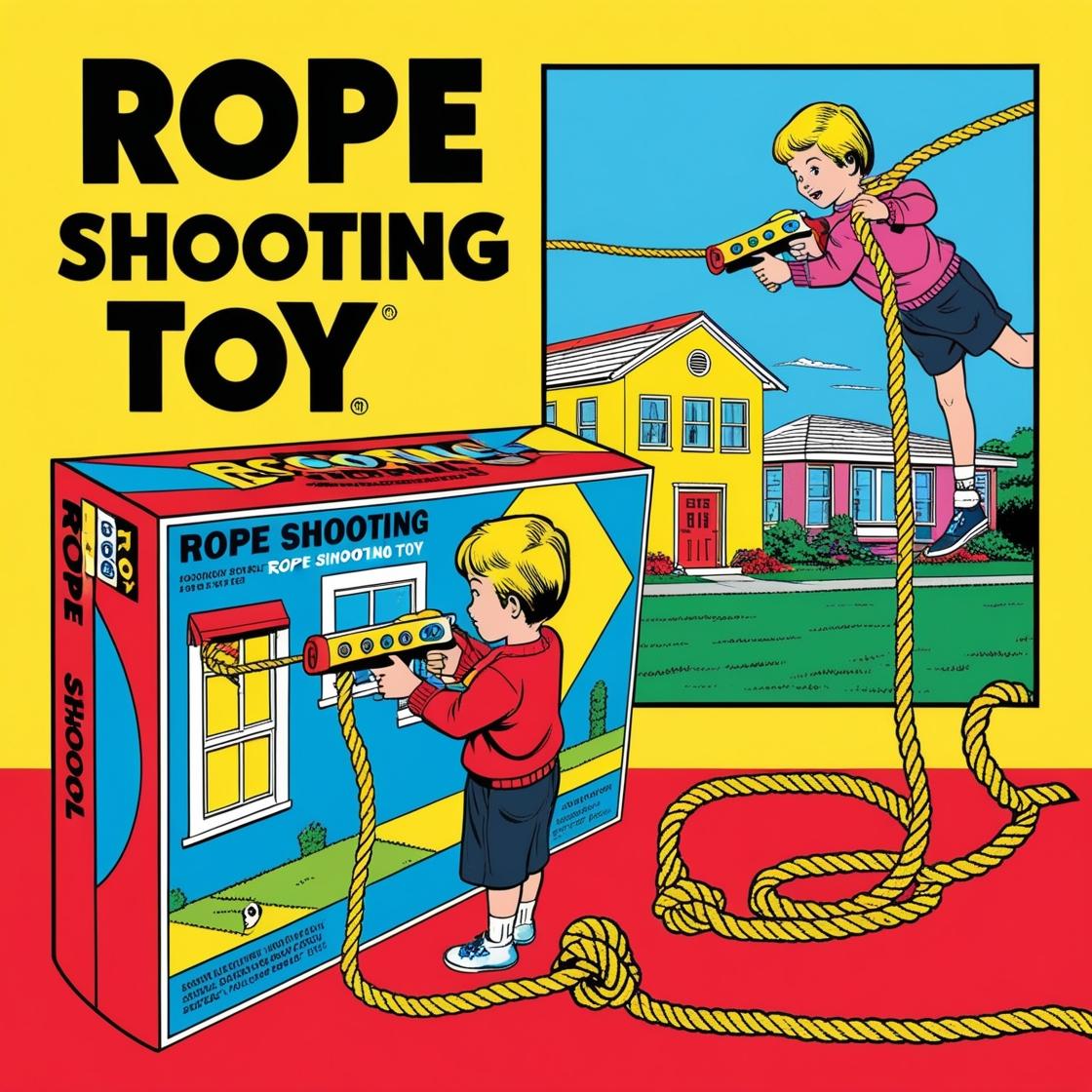 תיצור לי פרסומת לצעצוע יורה חבלים בתמונה קופסאת המוצר שעליה תמונה של ילד מכוון את הצעצוע יורה ...jpg