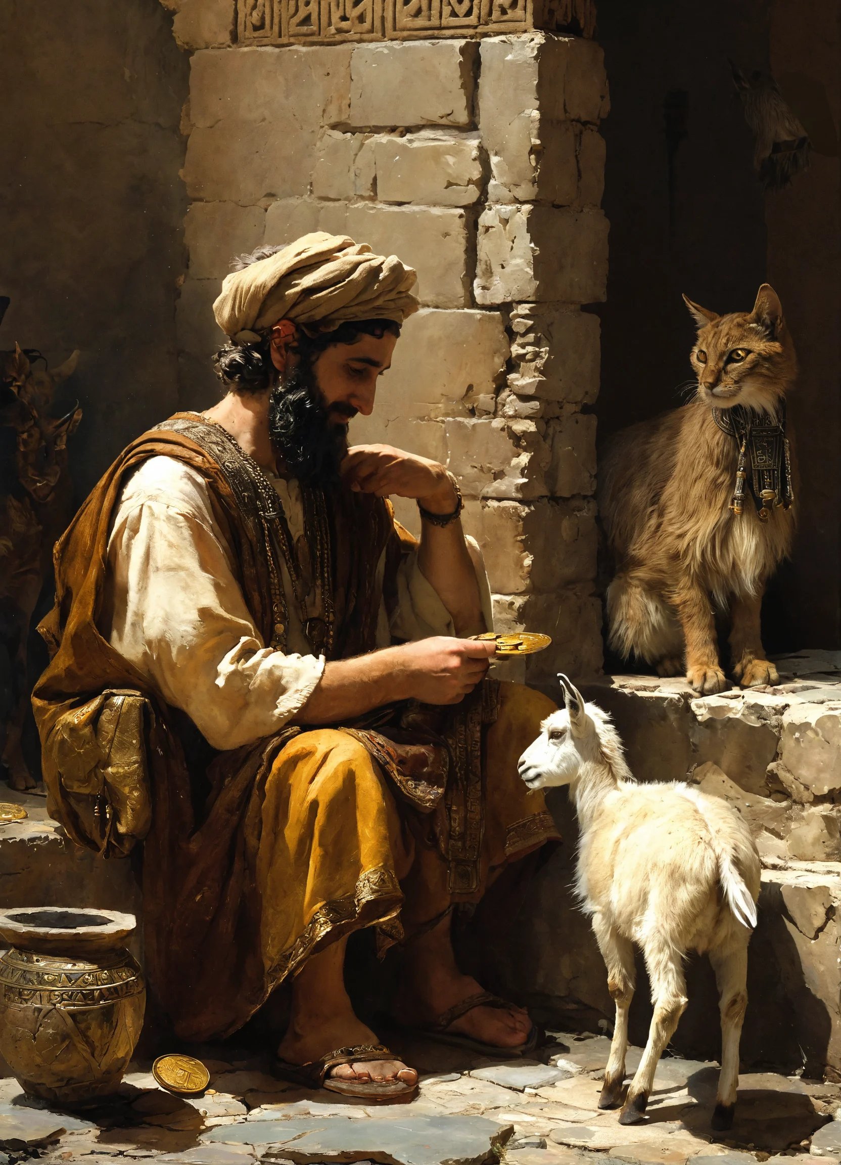 תמונה של אבא יהודי מהתקופה הבבלית קונה גדי קטן וחמ.jpg