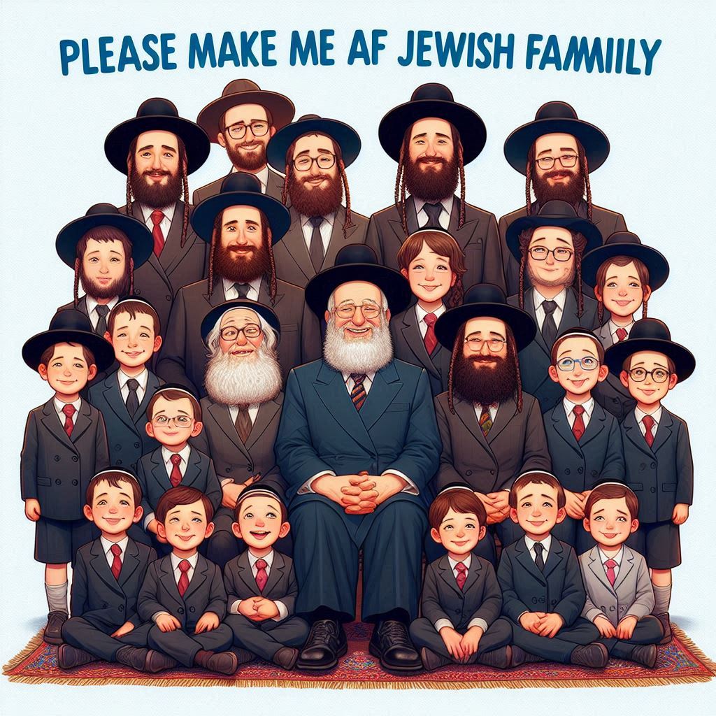 תעשה לי בבקשה תמונה של משפחה גדולה יהודיה. כולם שם בנים וכולם בעלי מראה יהודי מובהק. והם חבדנ...jpeg