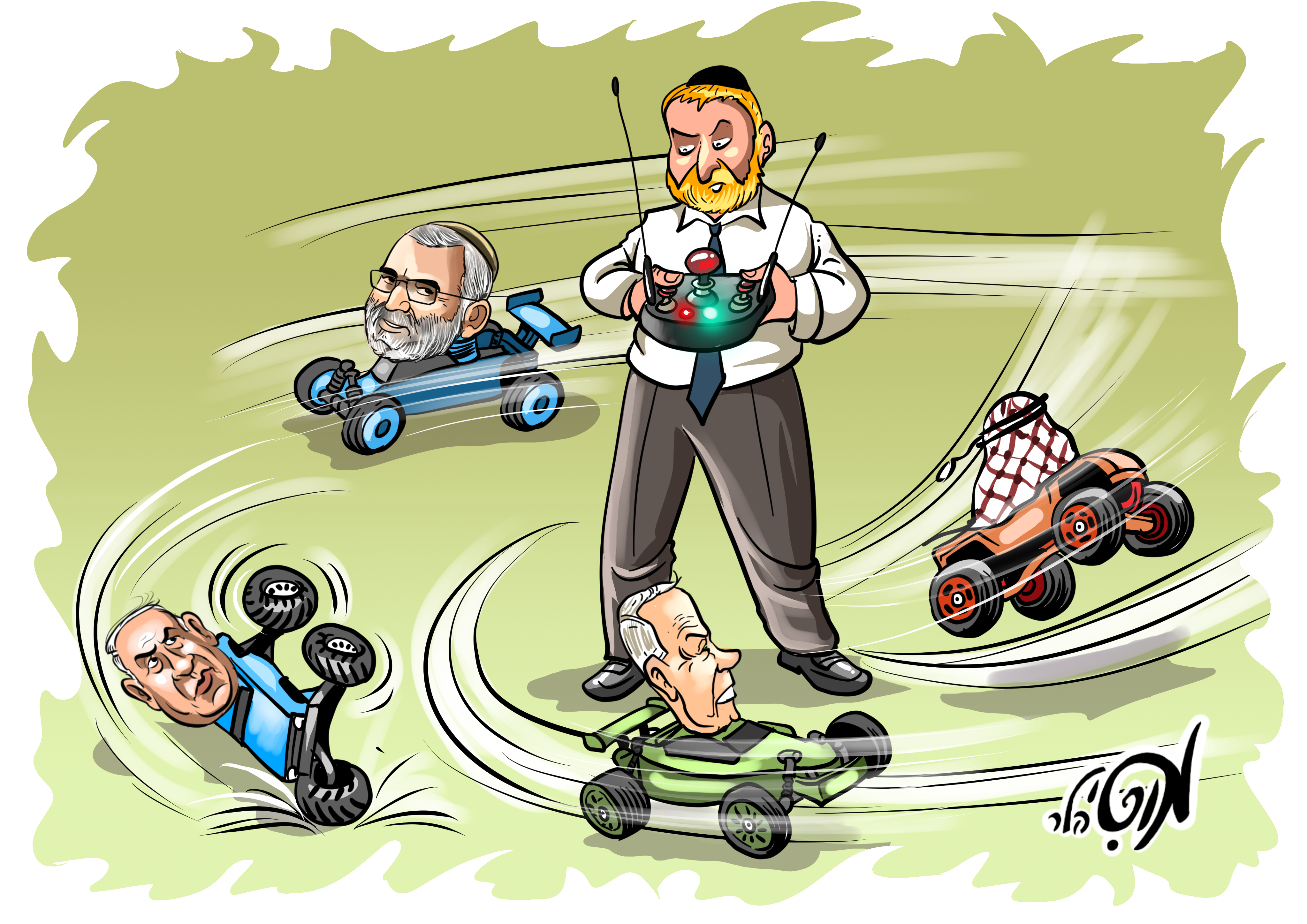 06 03 19 מכונית על שלט נתניהו מנדלבליט גנץ (1).jpg