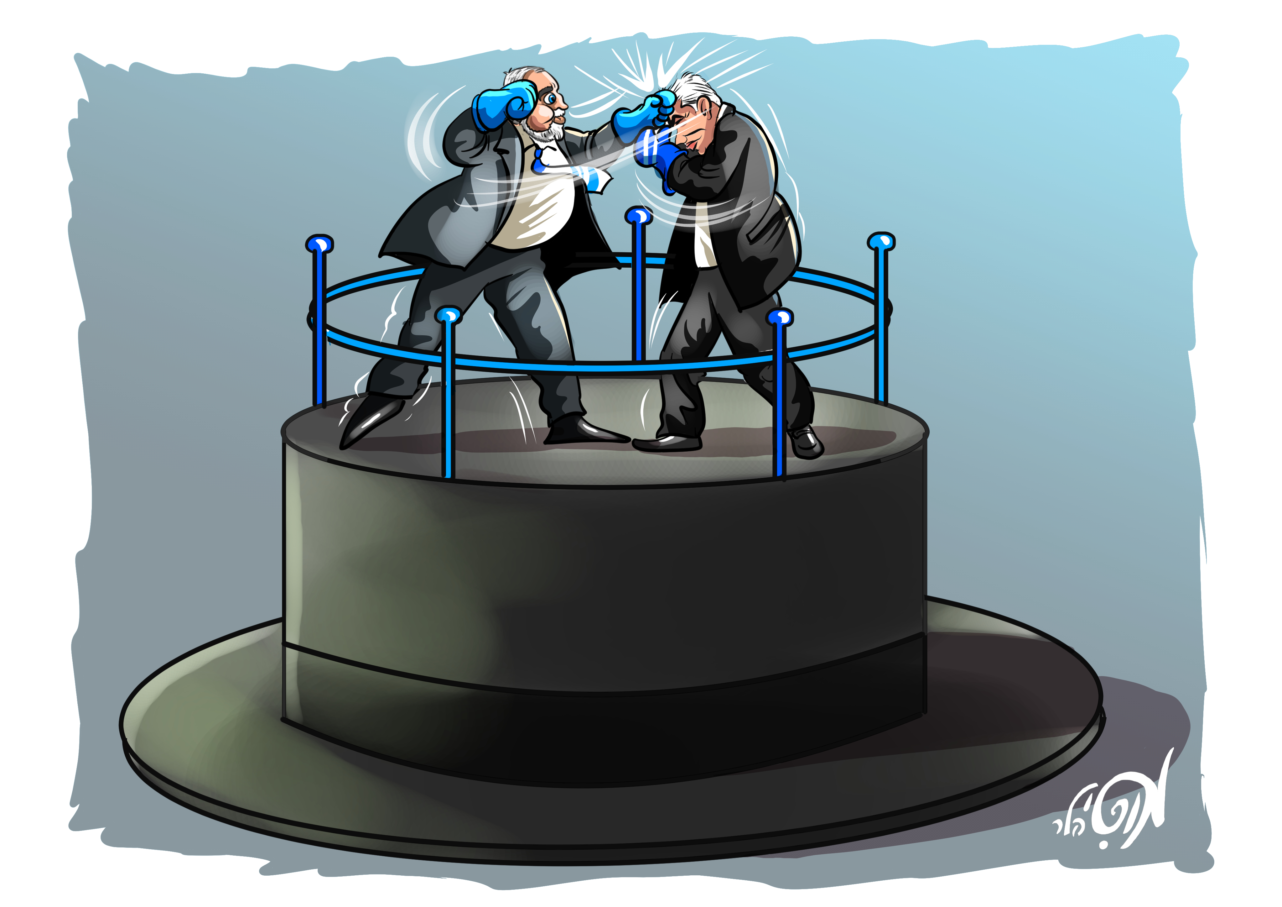 08 08 19 לפיד ליברמן זירת איגרוף כובע.jpg