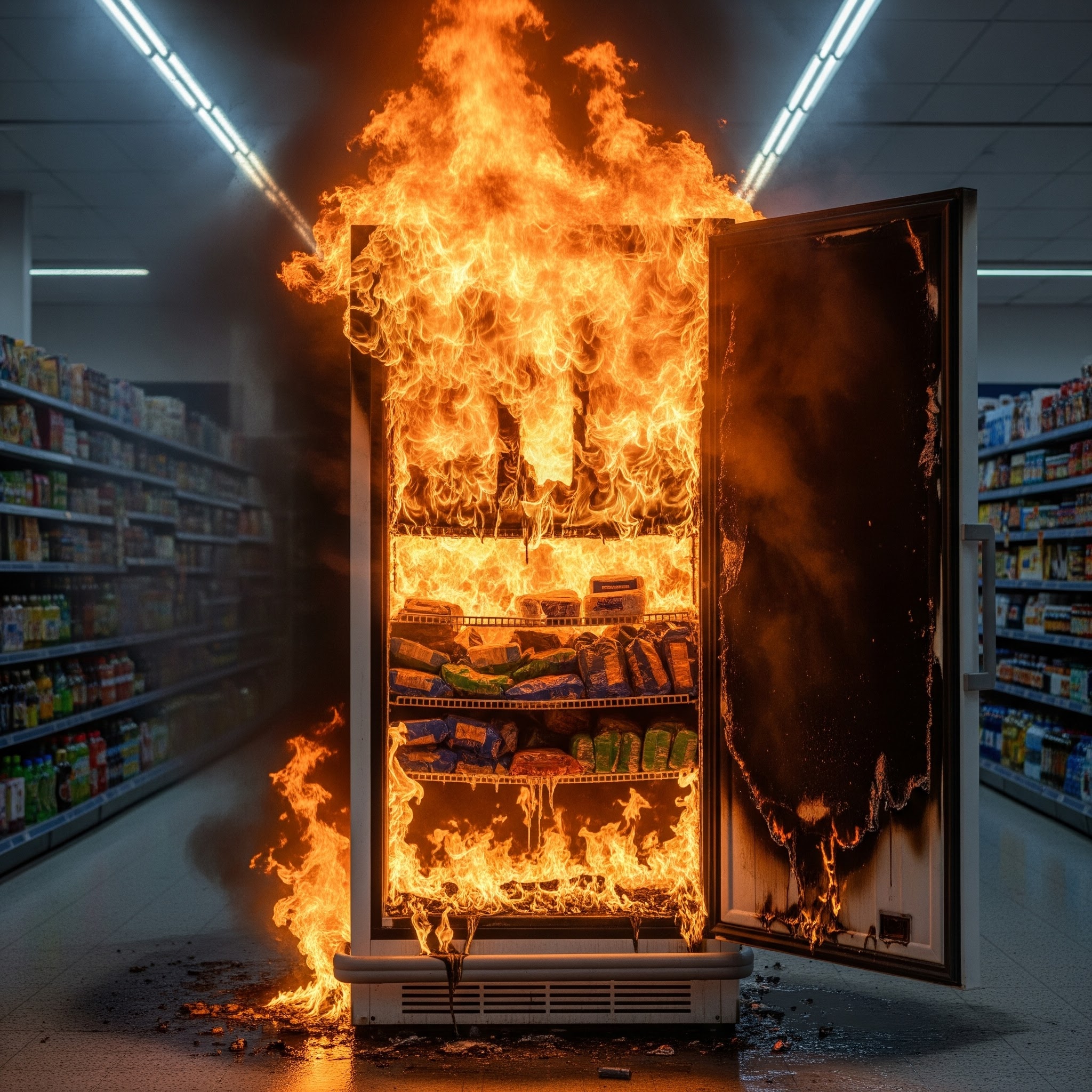 מקפיא עולה באש