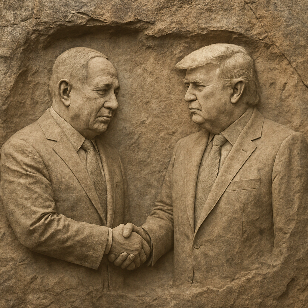 20250706_0059_Netanyahu-Trump Rock Carving_simple_compose_01jze9js9des7txdk2xwt9eckf.png