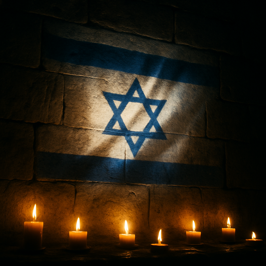 20251023_2145_דגל ישראל מואר נרות_simple_compose_01k89661vye1s89jb3v57yzv1f.png