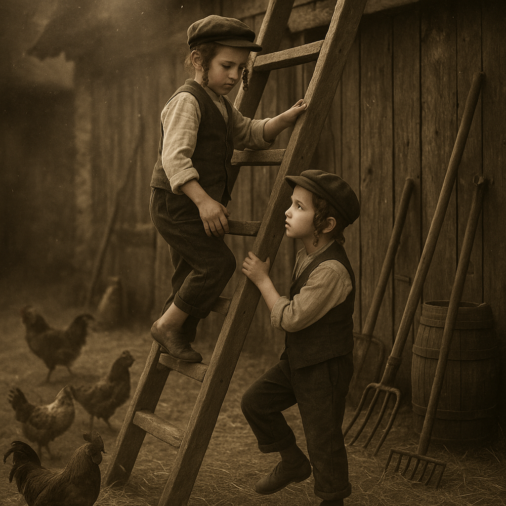 20251210_2226_ילדים מטפסים בחצר כפר_simple_compose_01kc4z1a5tee9ta5he02yftww4.png