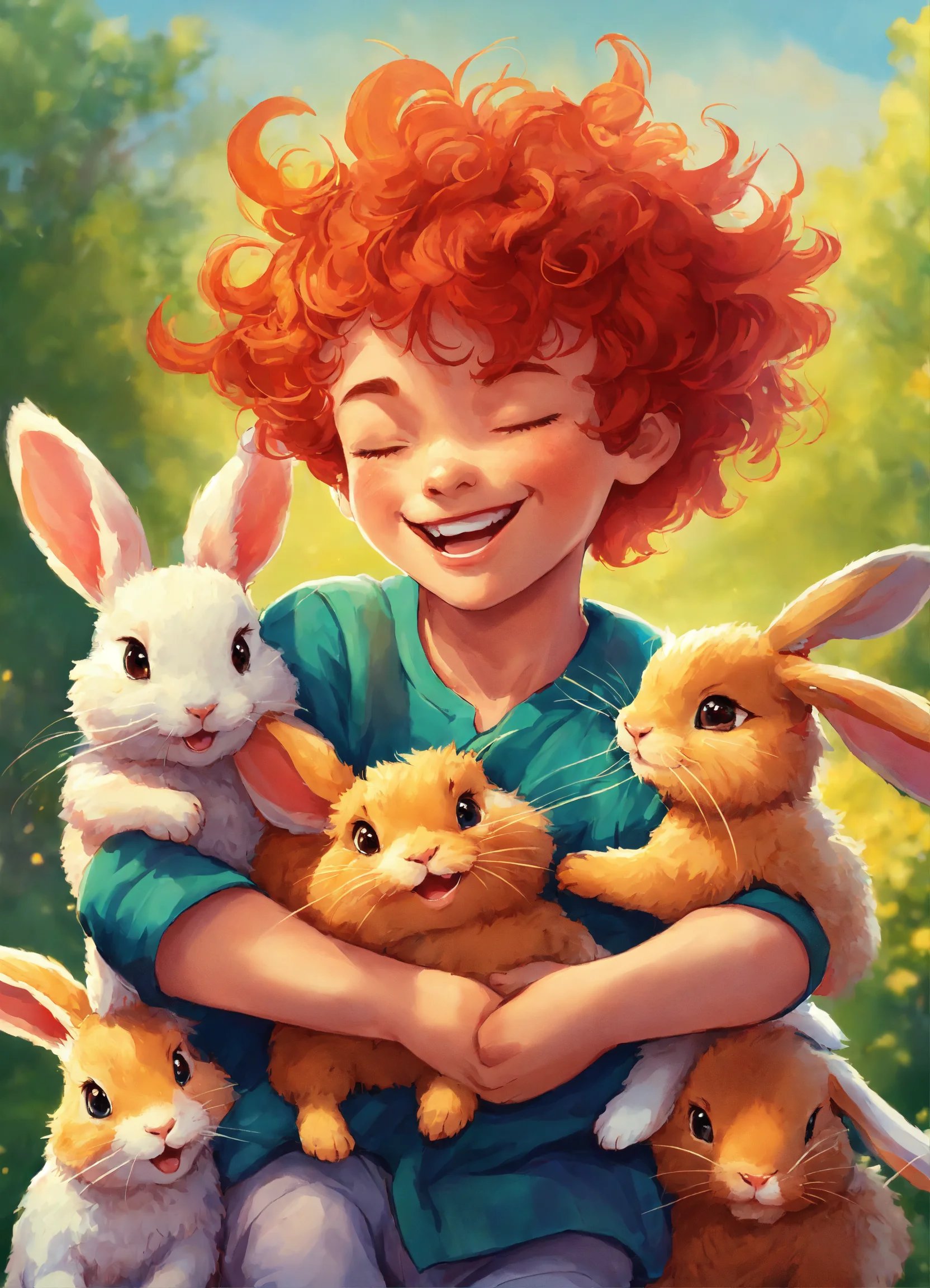 A curly red-haired boy bursts out laughing. Holdin.jpg