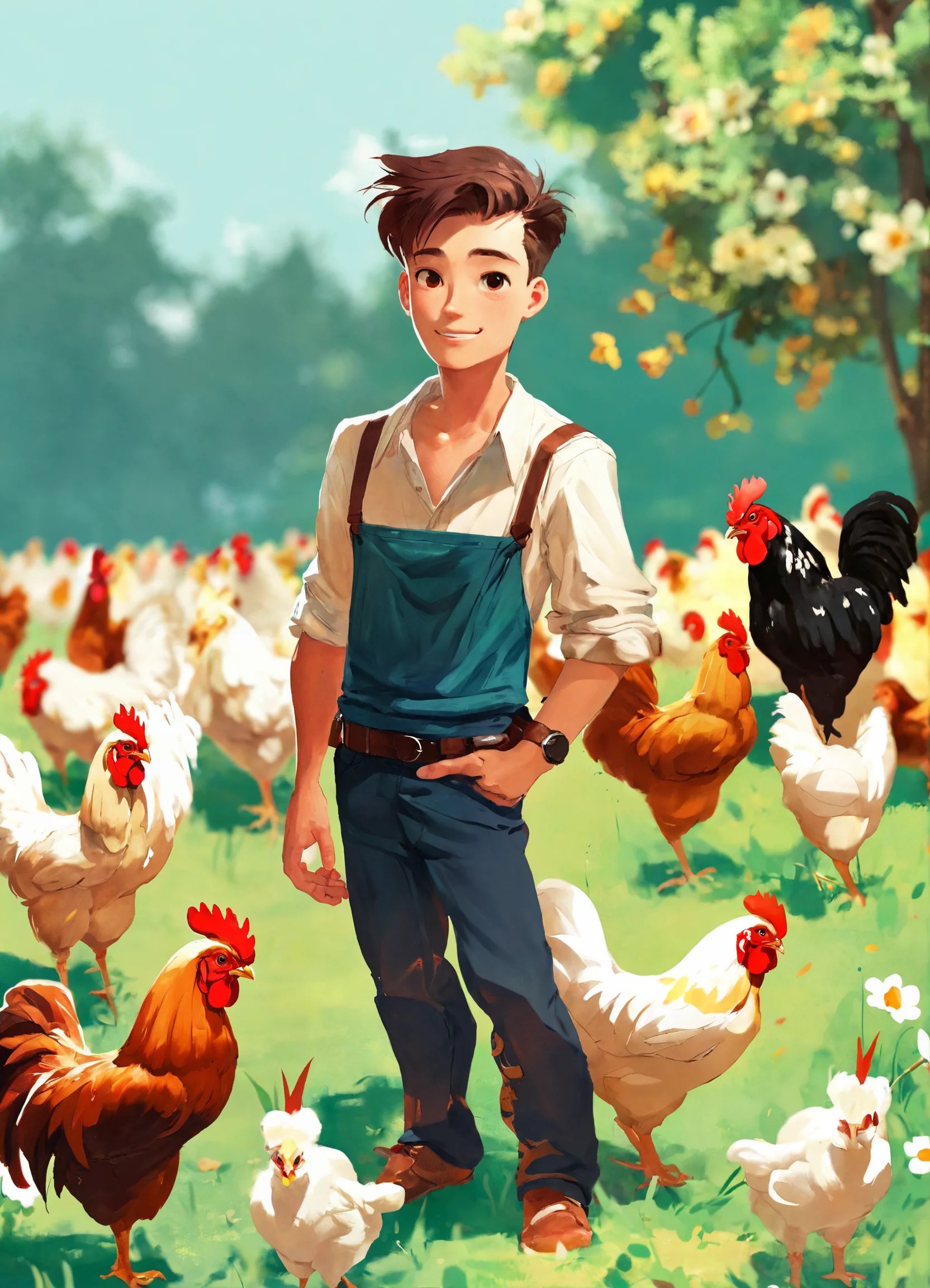 A cute man is standing in a field next to him ther.jpg