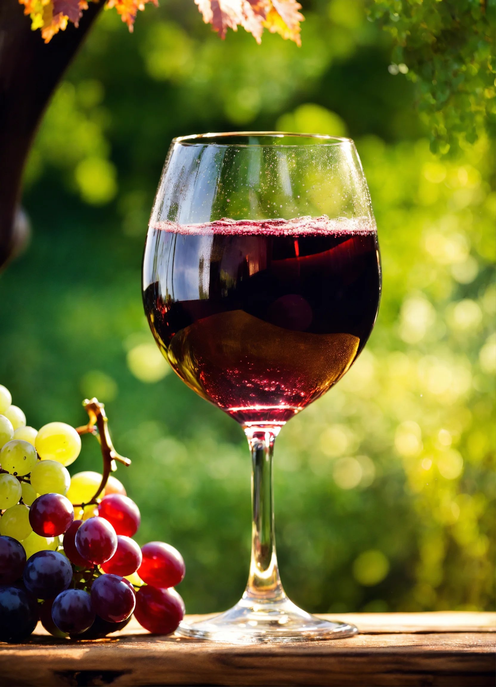 A glass of fancy wine on a table and bunches of gr (1).jpg