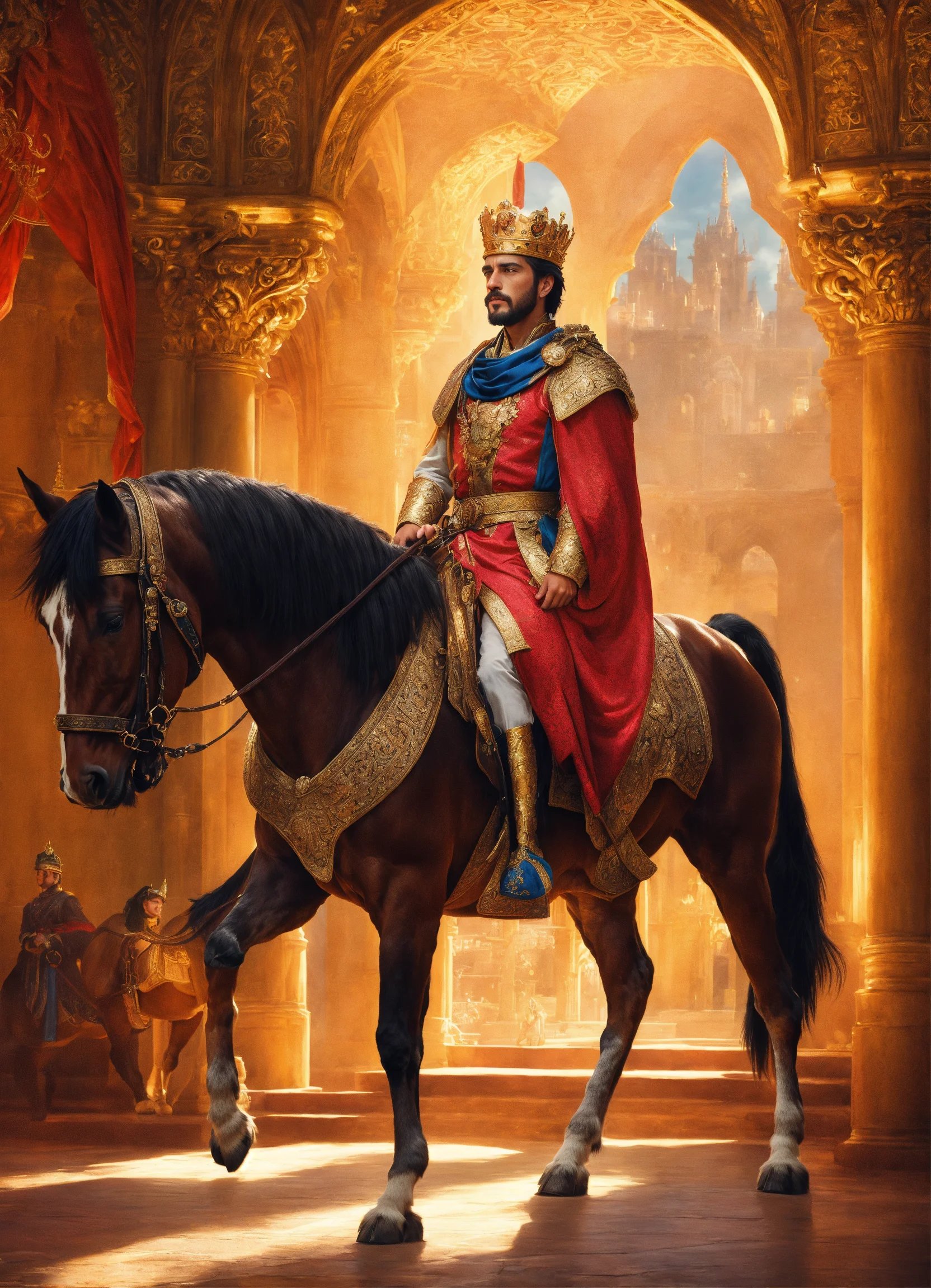 A king in royal garb mounts on the back of his ser.jpg