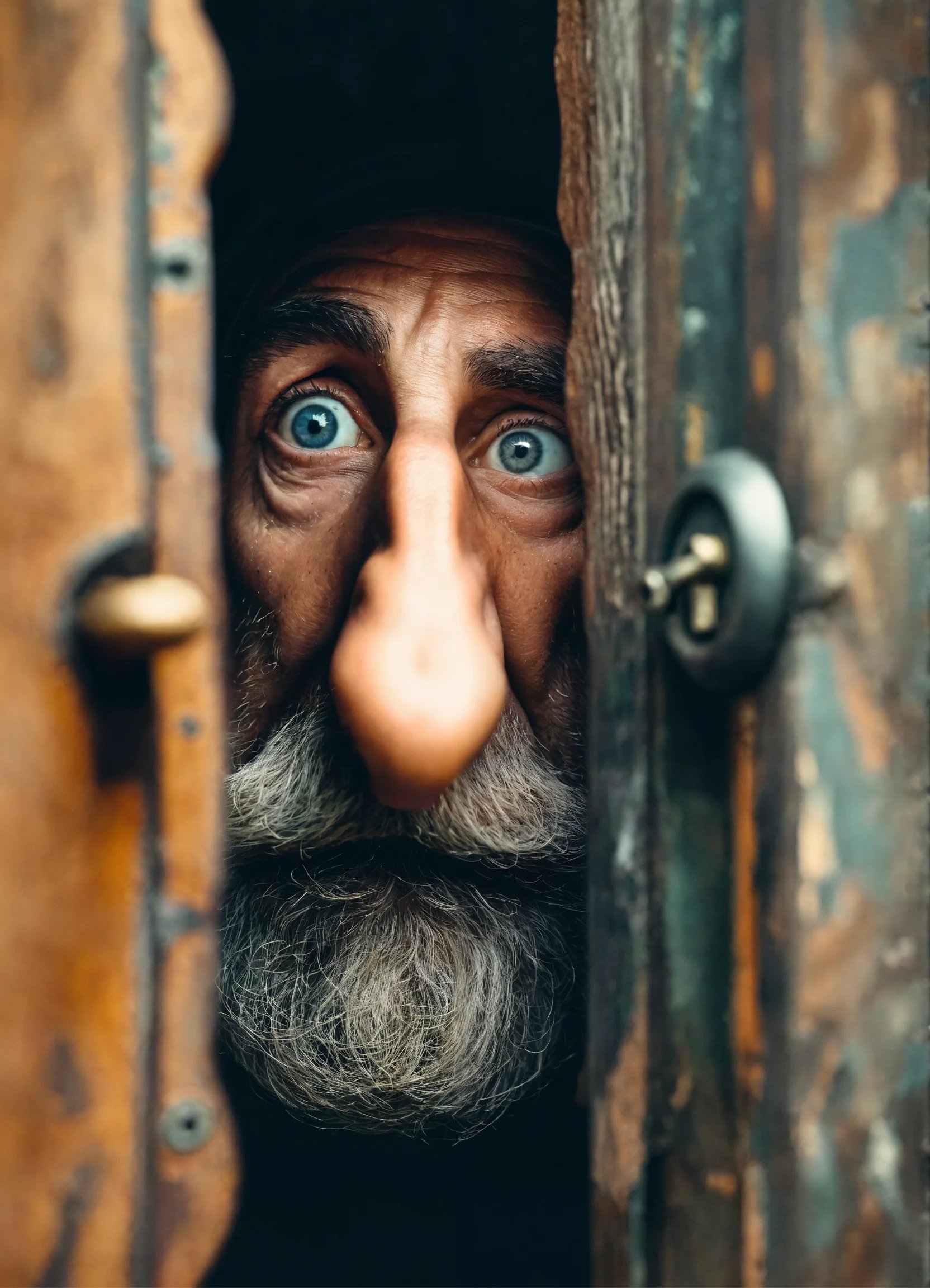 A long nose of an authentic man peeking out of a k.jpg