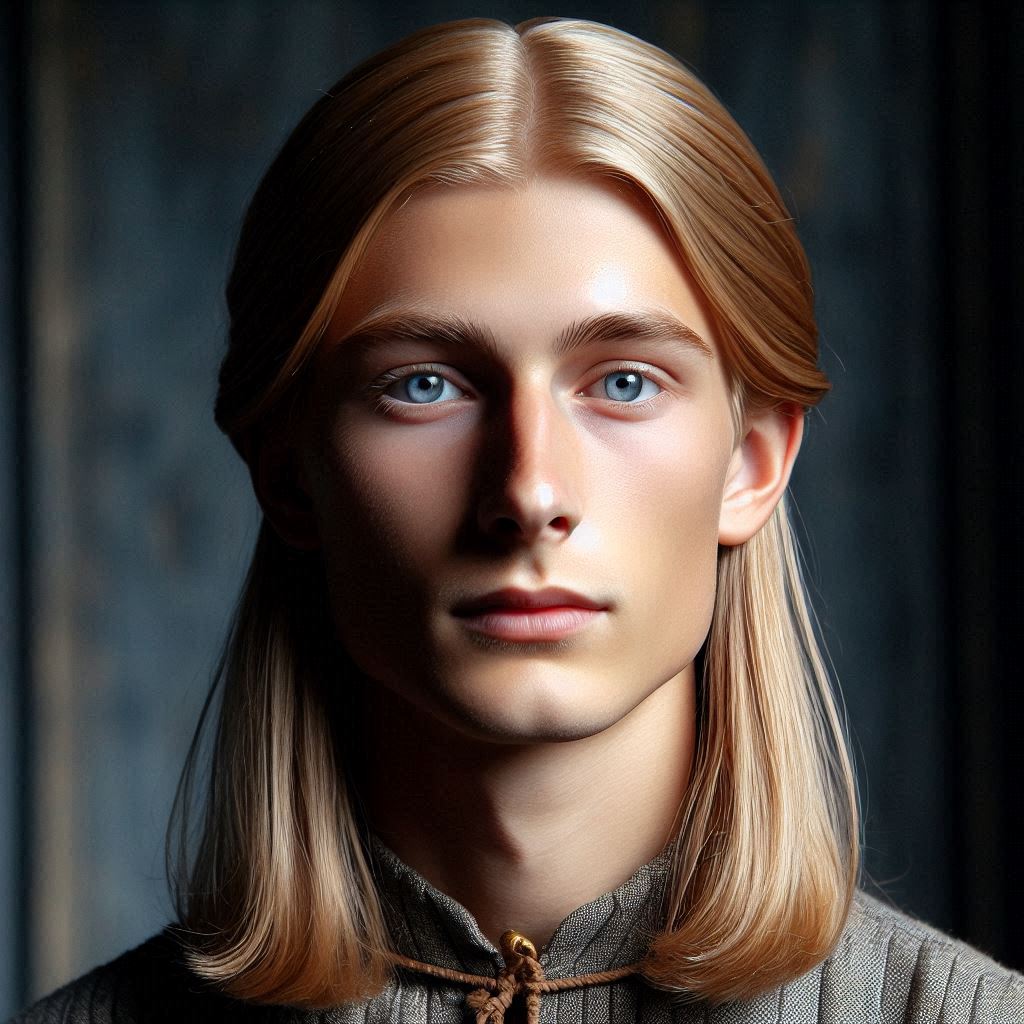 A nobleman, 17 years old, from the Middle Ages, fair-skinned, with blue eyes, and long, straig...jpg
