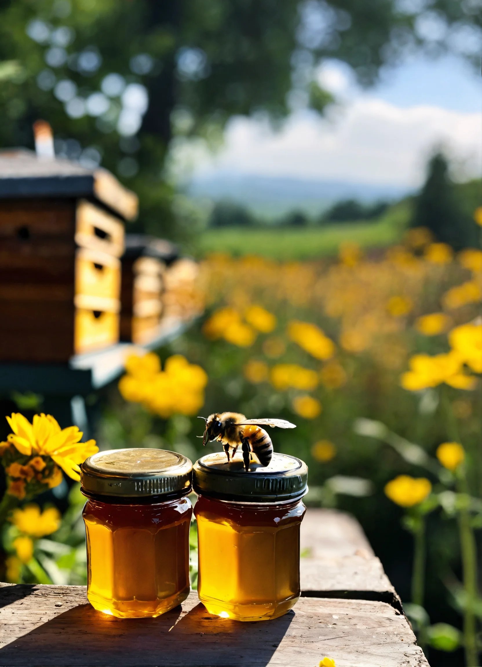 A picture of a bee above the flower's nectar._In t.jpg