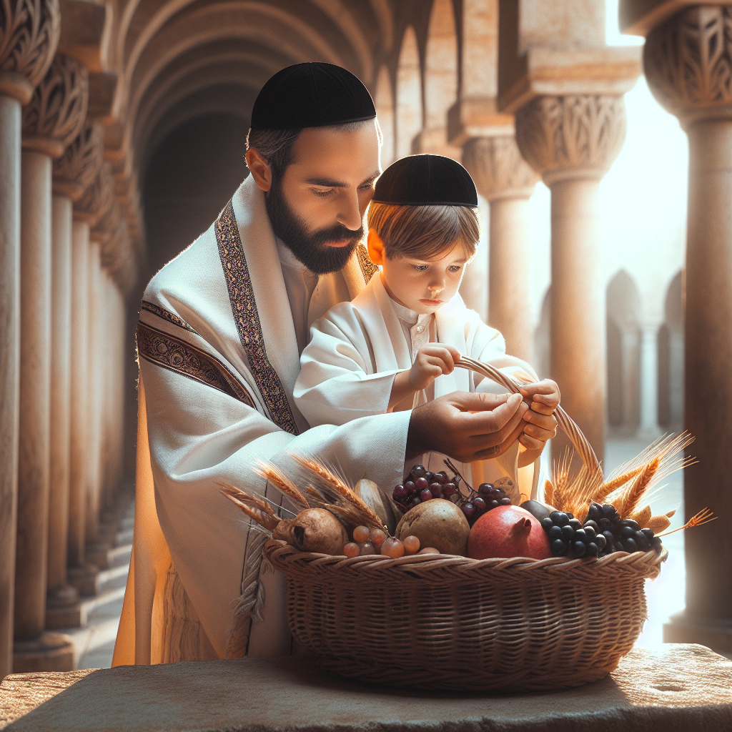 A stunning impressionistic interpretation of the ancient Jewish tradition of bringing first fr...png