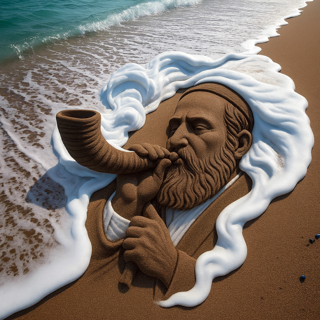 A_sand_sculpture_is_intricately_carved_on_a_sandy_.png