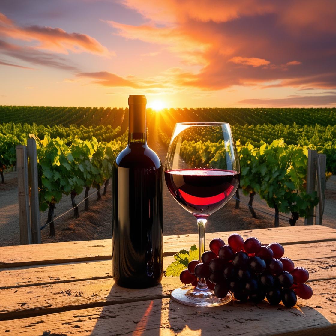 batmanPicture a rustic scene in a vineyard at sunset. In the center, an aged, natural wooden t...jpg