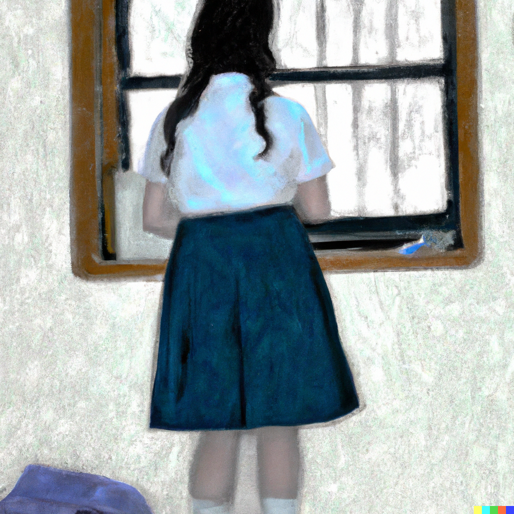 DALL·E 2022-07-31 20.16.14 - A realistic drawing of an ultra-Orthodox schoolgirl wearing a lig...png