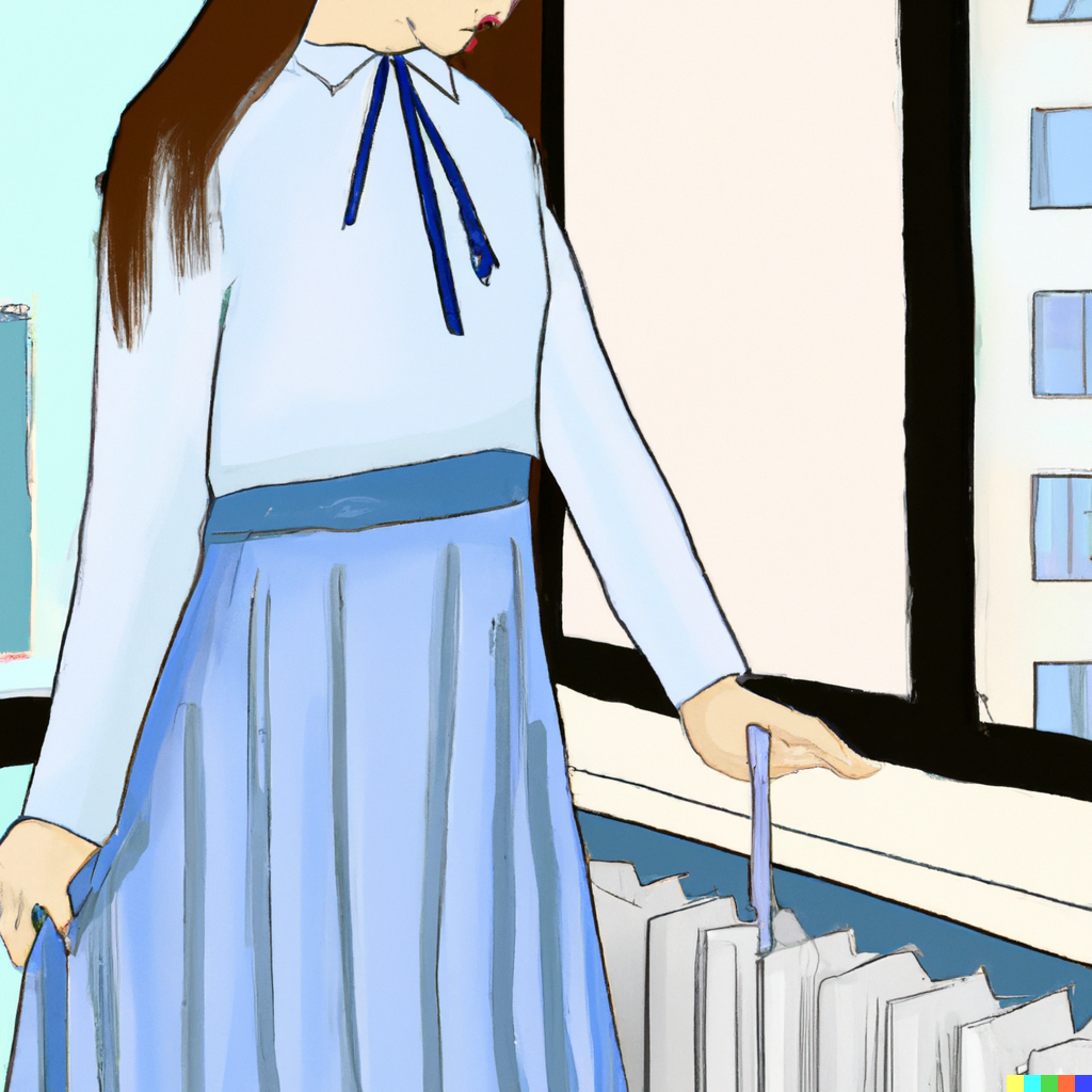 DALL·E 2022-07-31 20.24.37 - Realistic drawing of a schoolgirl wearing a long-sleeved light bl...png